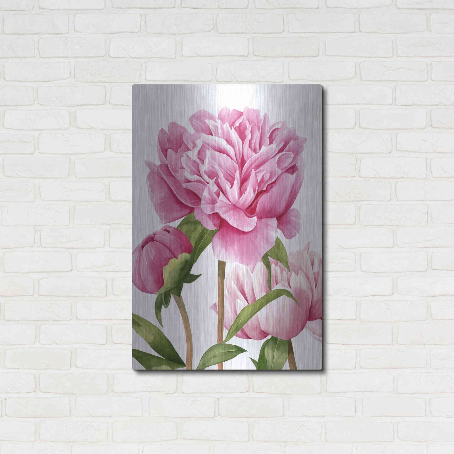 Luxe Metal Art 'Winsome Peonies II' by Grace Popp Metal Wall Art,24x36