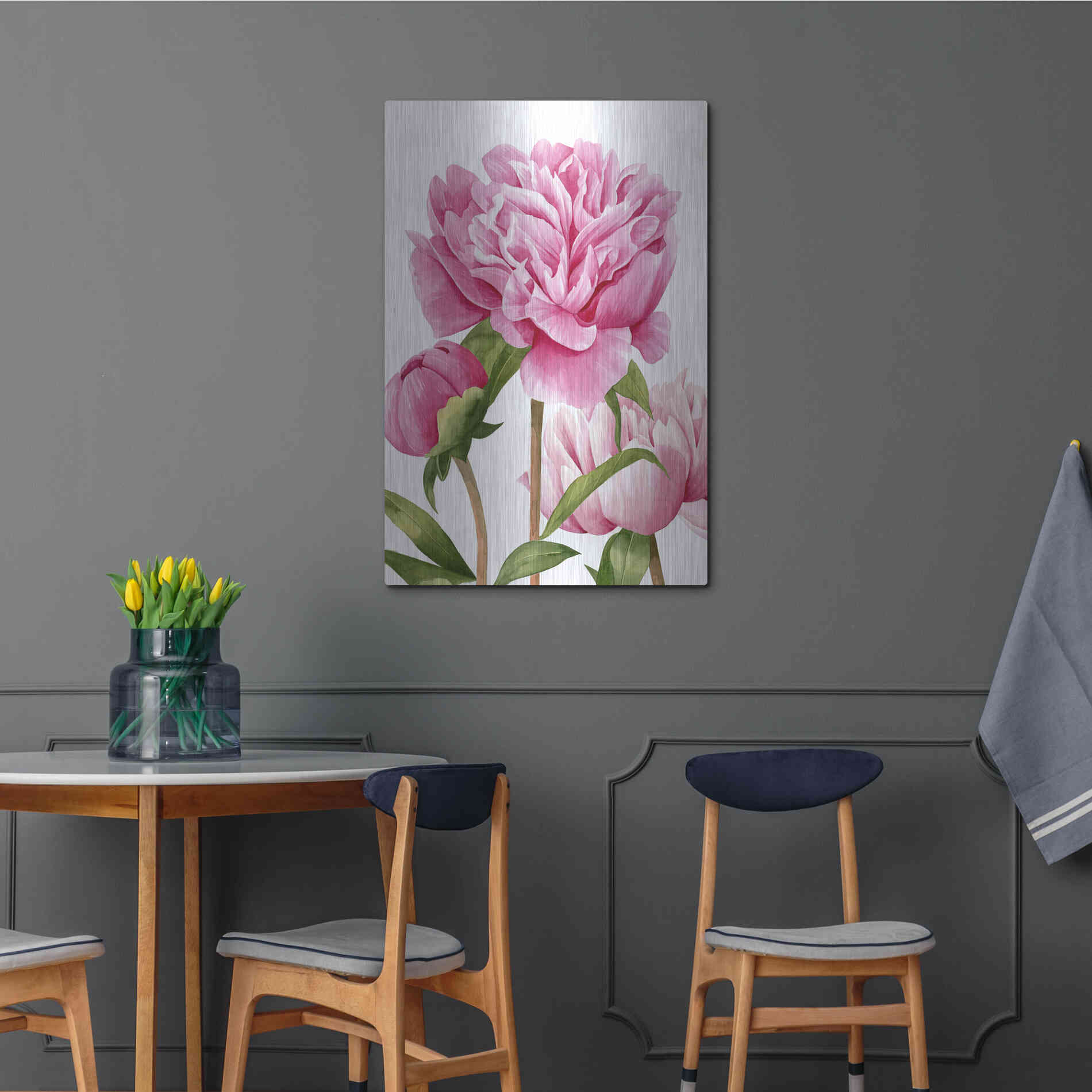 Luxe Metal Art 'Winsome Peonies II' by Grace Popp Metal Wall Art,24x36
