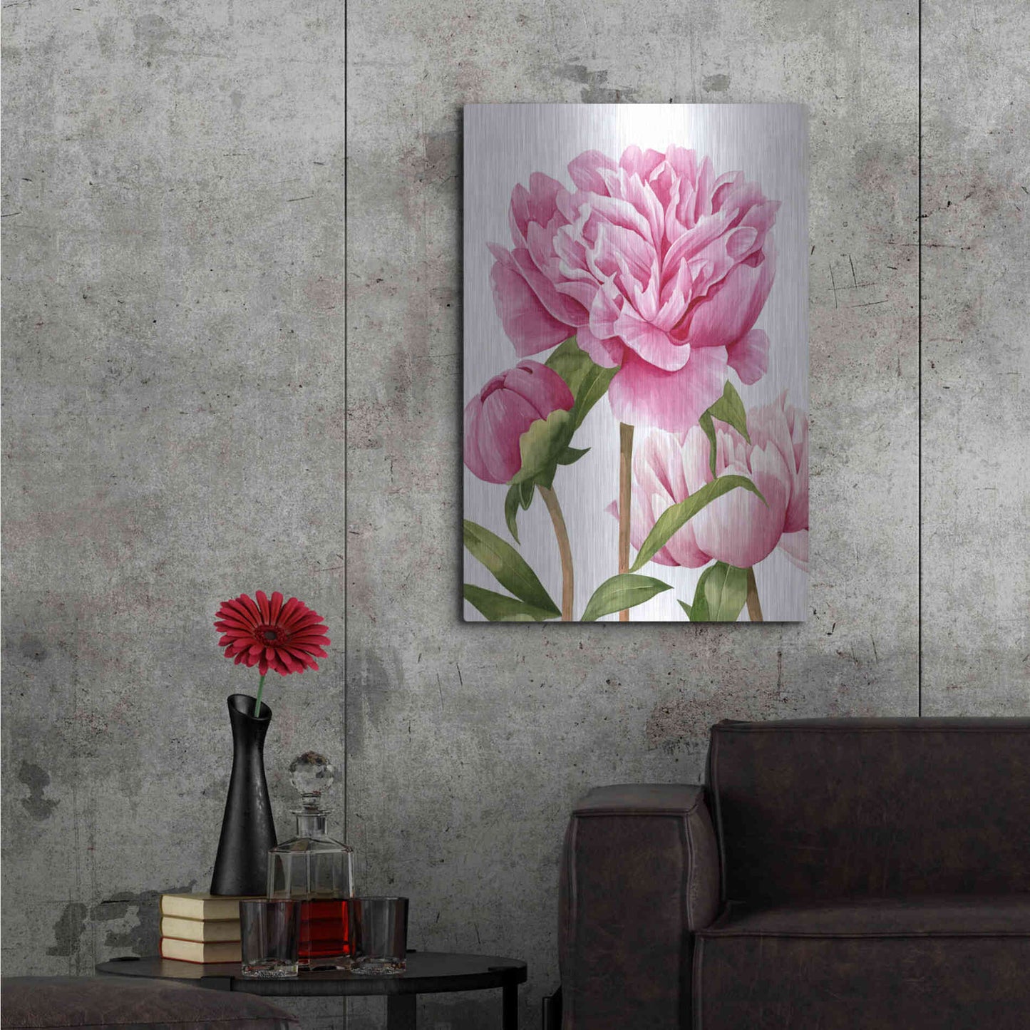 Luxe Metal Art 'Winsome Peonies II' by Grace Popp Metal Wall Art,24x36