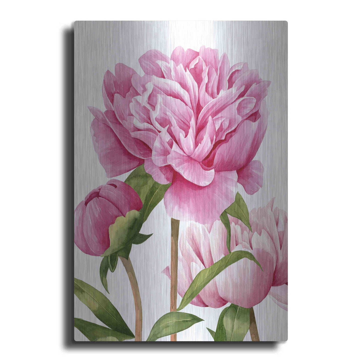 Luxe Metal Art 'Winsome Peonies II' by Grace Popp Metal Wall Art