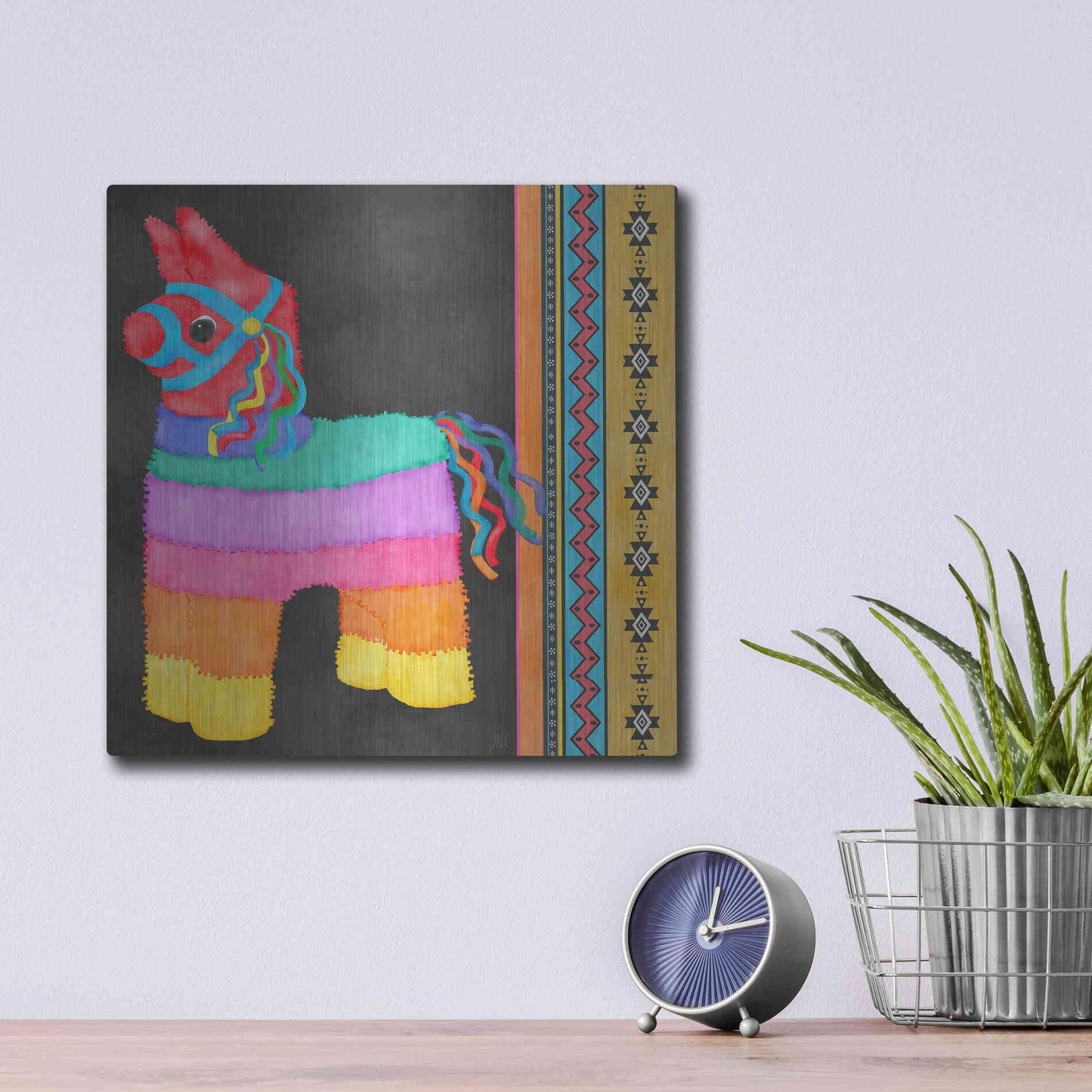 Luxe Metal Art 'Pinata Party I' by Jade Reynolds Metal Wall Art,12x12