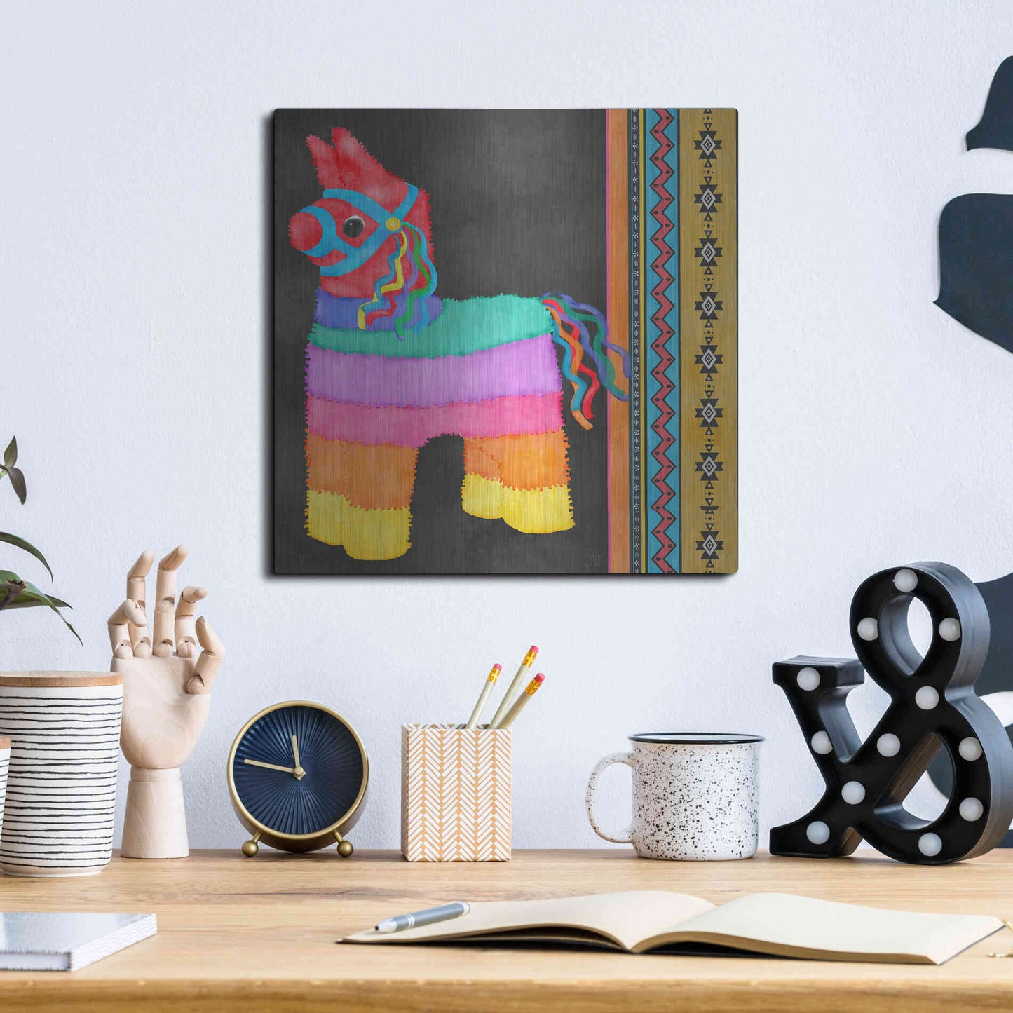 Luxe Metal Art 'Pinata Party I' by Jade Reynolds Metal Wall Art,12x12