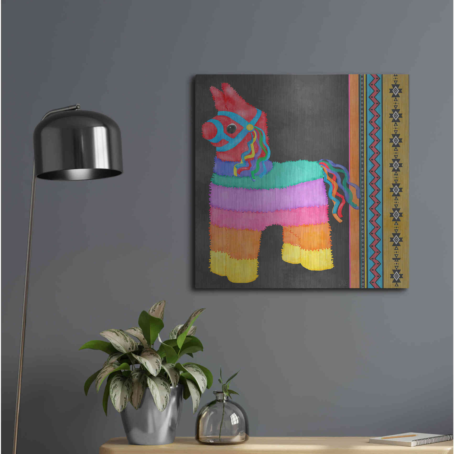 Luxe Metal Art 'Pinata Party I' by Jade Reynolds Metal Wall Art,24x24