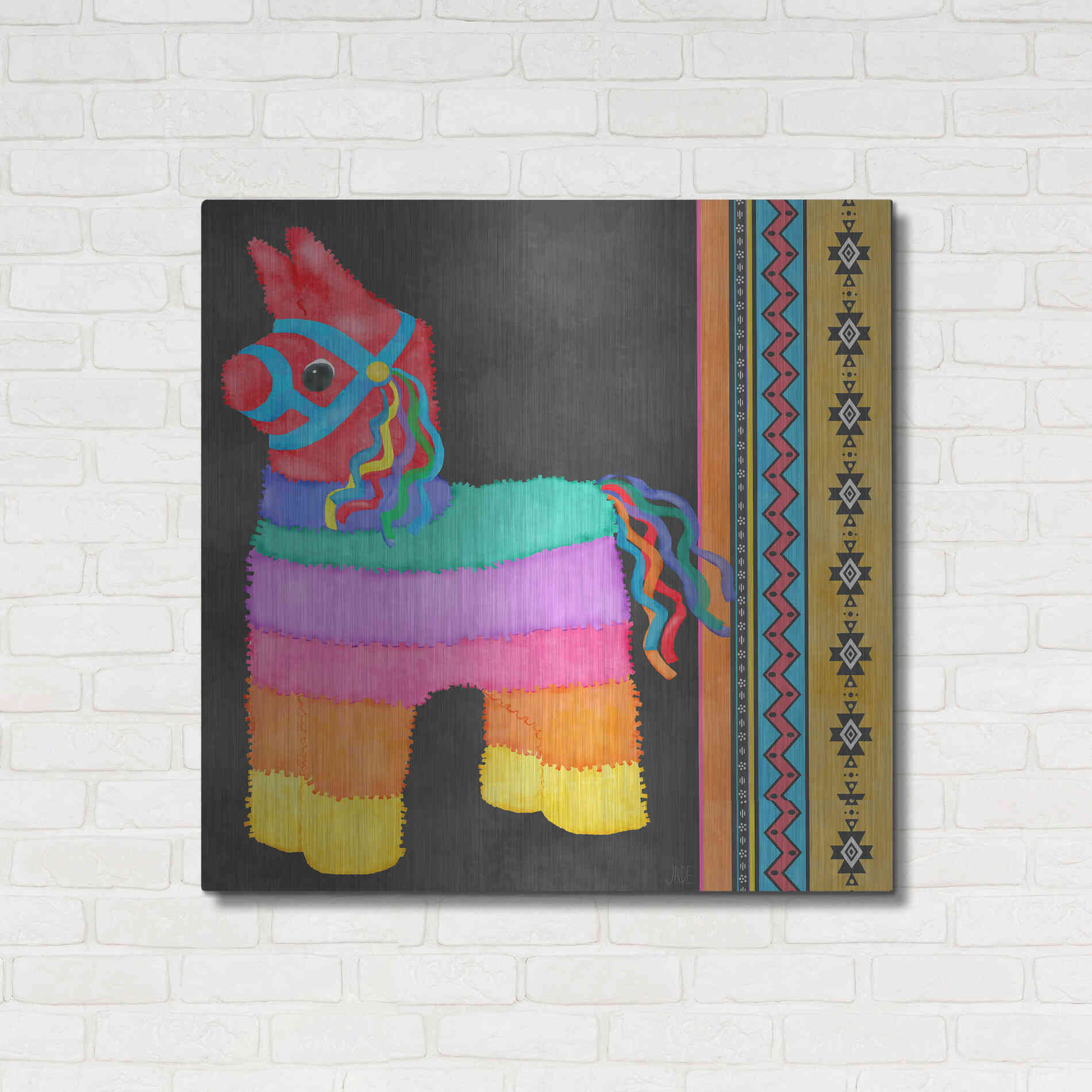 Luxe Metal Art 'Pinata Party I' by Jade Reynolds Metal Wall Art,36x36