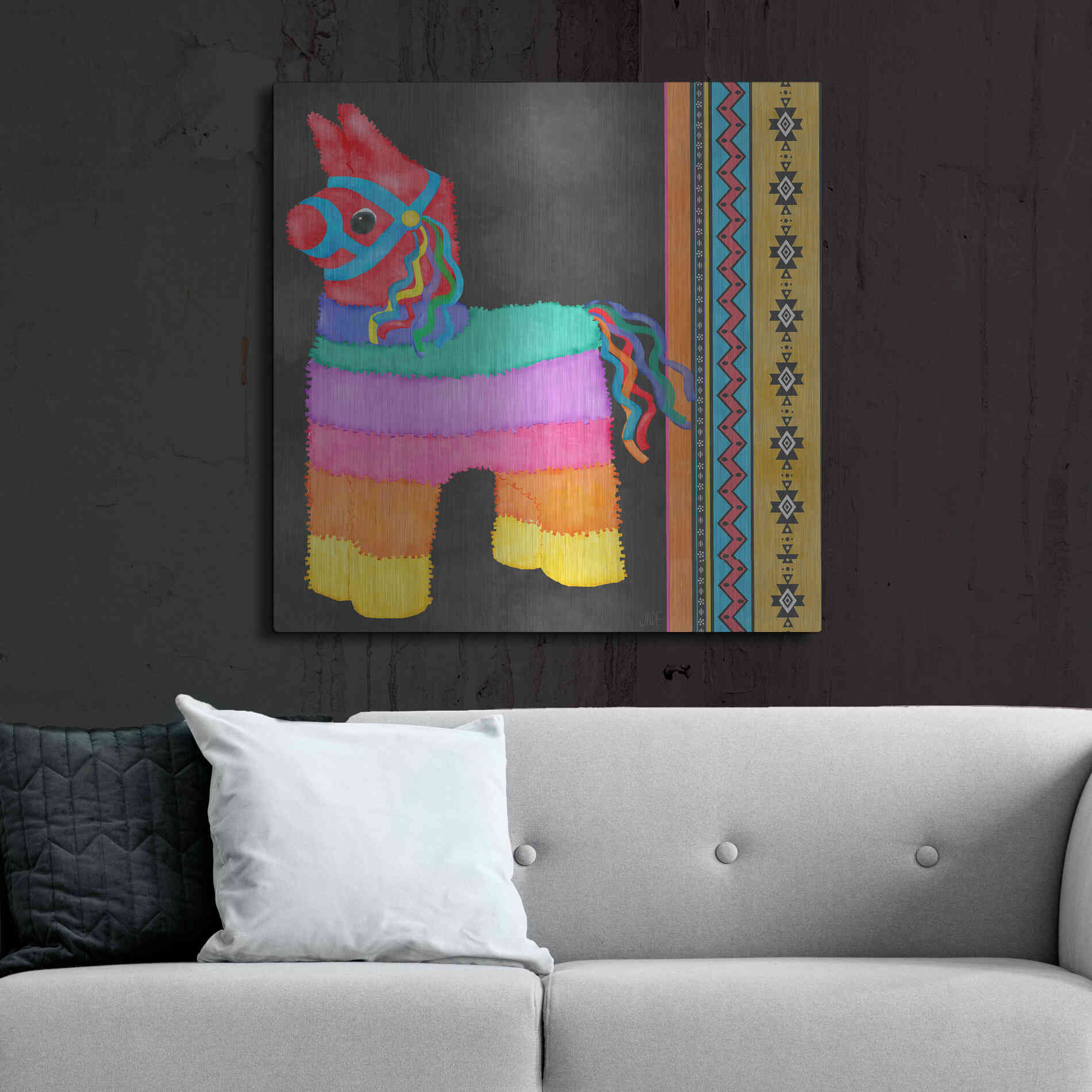 Luxe Metal Art 'Pinata Party I' by Jade Reynolds Metal Wall Art,36x36