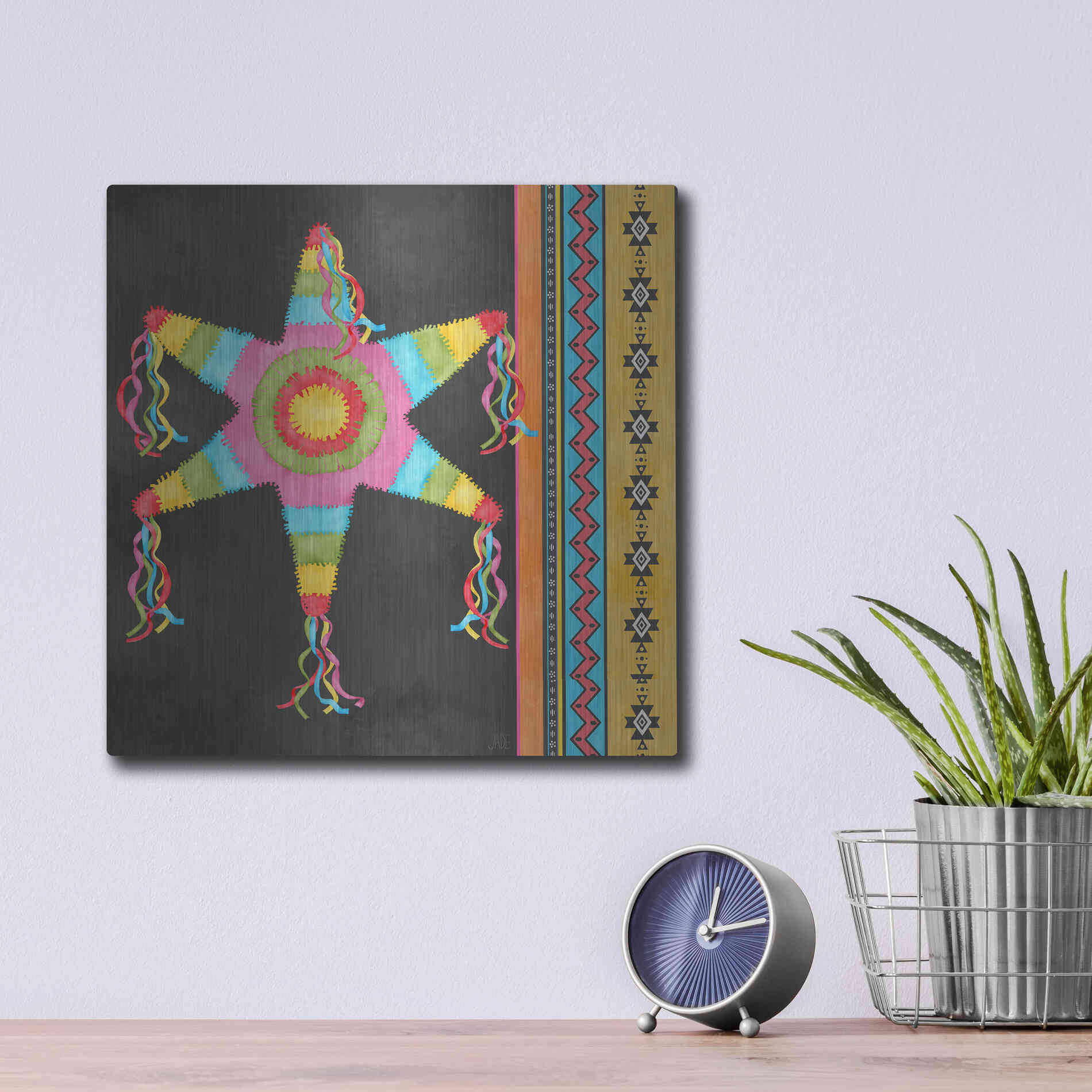 Luxe Metal Art 'Pinata Party II' by Jade Reynolds Metal Wall Art,12x12