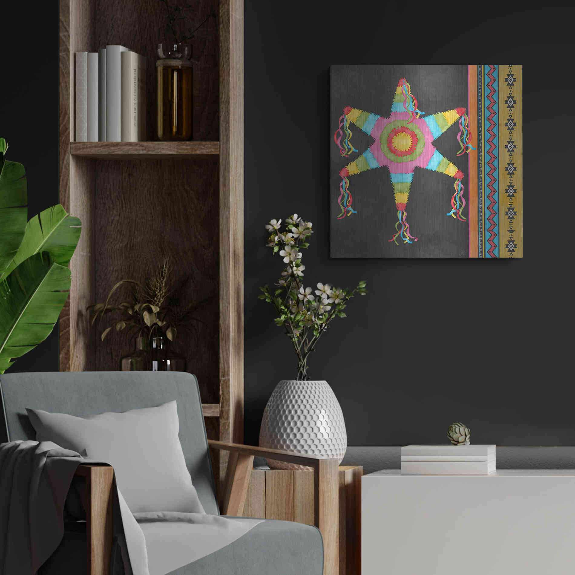 Luxe Metal Art 'Pinata Party II' by Jade Reynolds Metal Wall Art,24x24