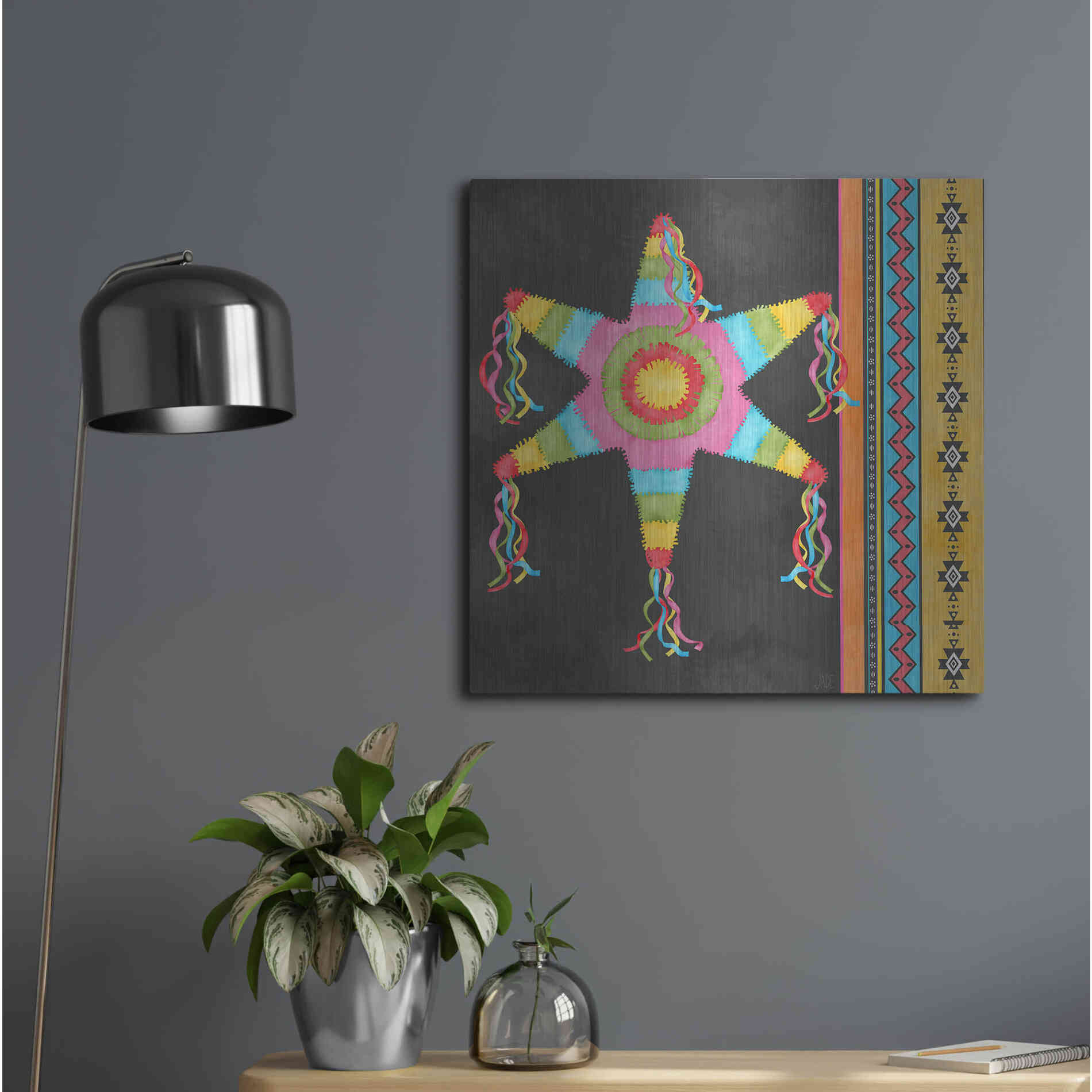 Luxe Metal Art 'Pinata Party II' by Jade Reynolds Metal Wall Art,24x24