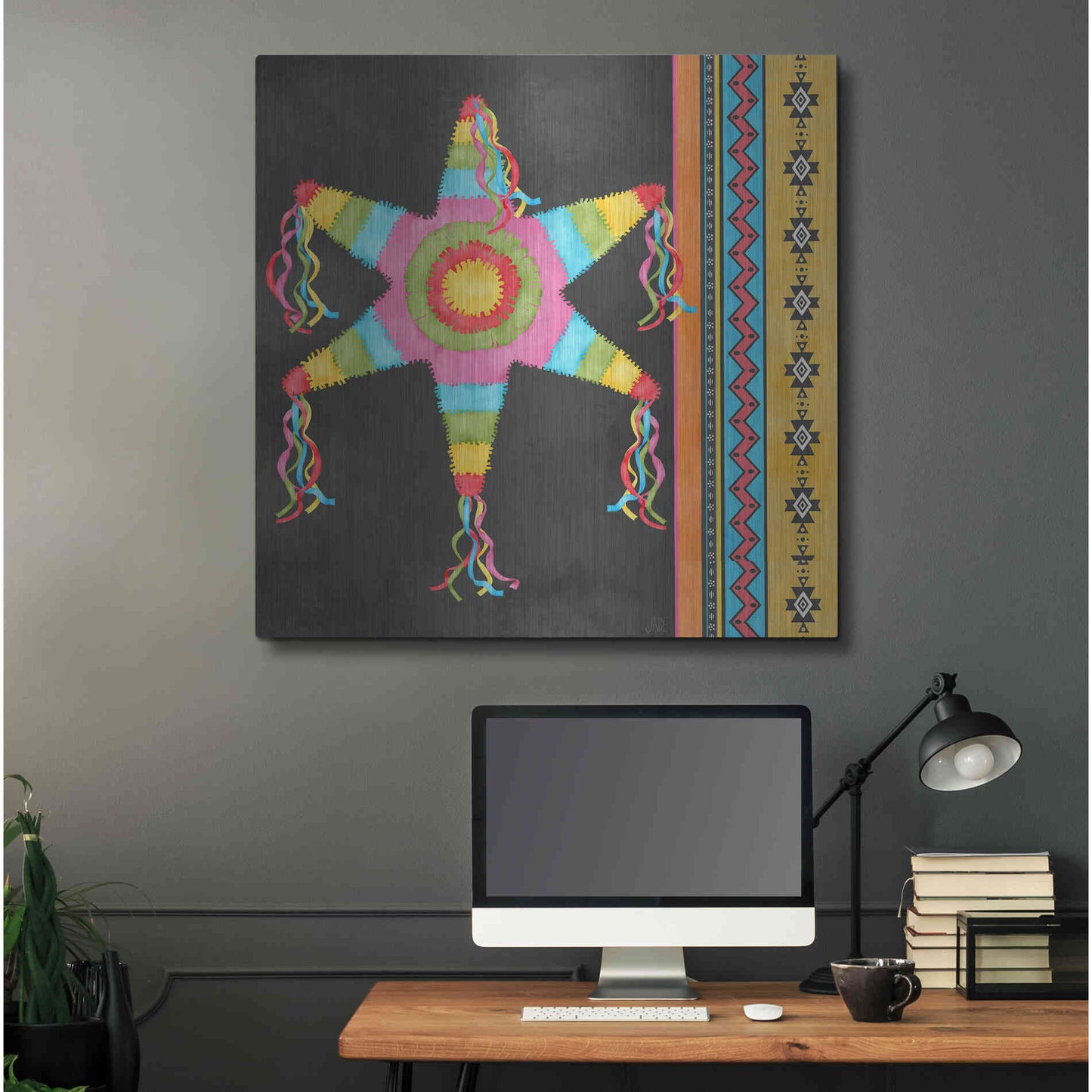 Luxe Metal Art 'Pinata Party II' by Jade Reynolds Metal Wall Art,36x36