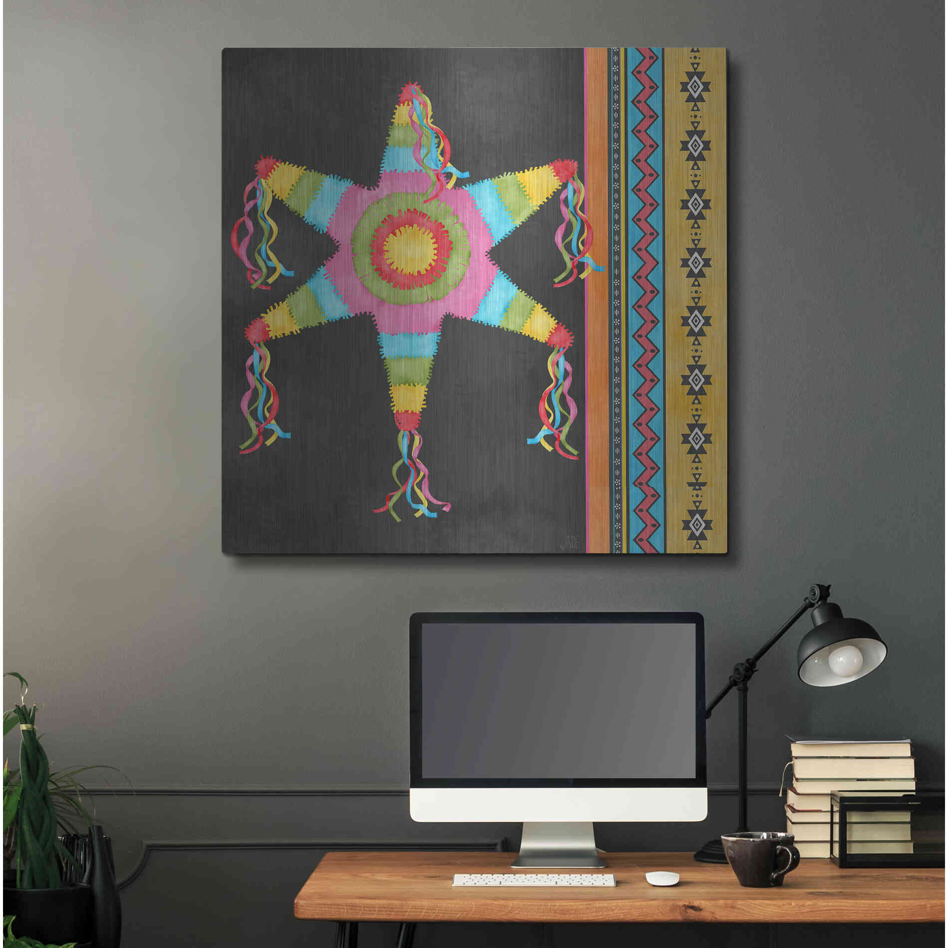 Luxe Metal Art 'Pinata Party II' by Jade Reynolds Metal Wall Art,36x36