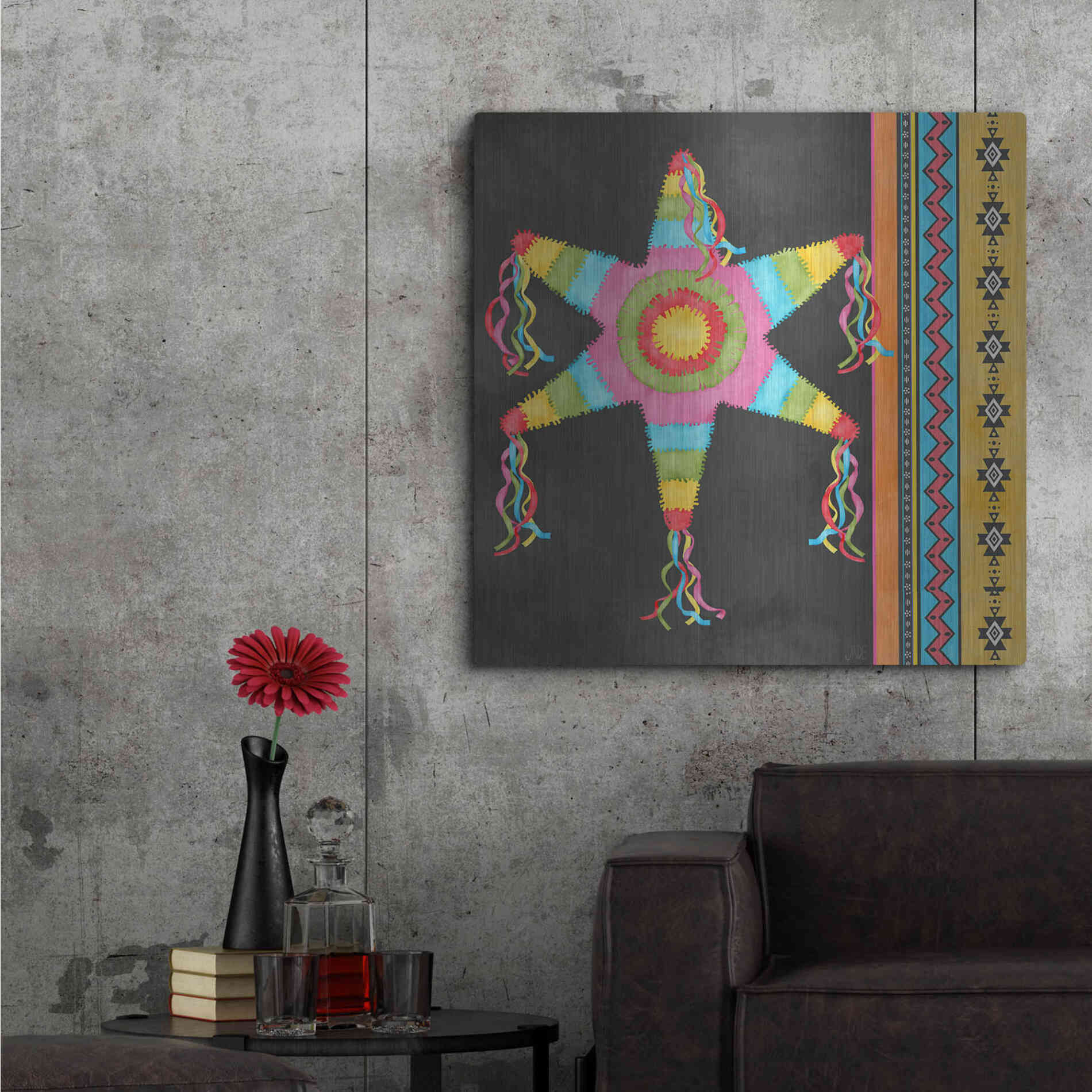 Luxe Metal Art 'Pinata Party II' by Jade Reynolds Metal Wall Art,36x36