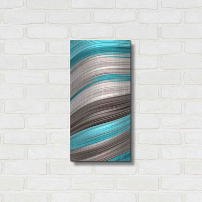 Luxe Metal Art 'Aqua Sweep I' by James Burghardt, Metal Wall Art,12x24