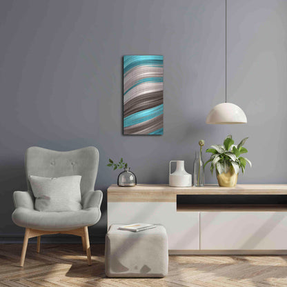 Luxe Metal Art 'Aqua Sweep I' by James Burghardt, Metal Wall Art,12x24