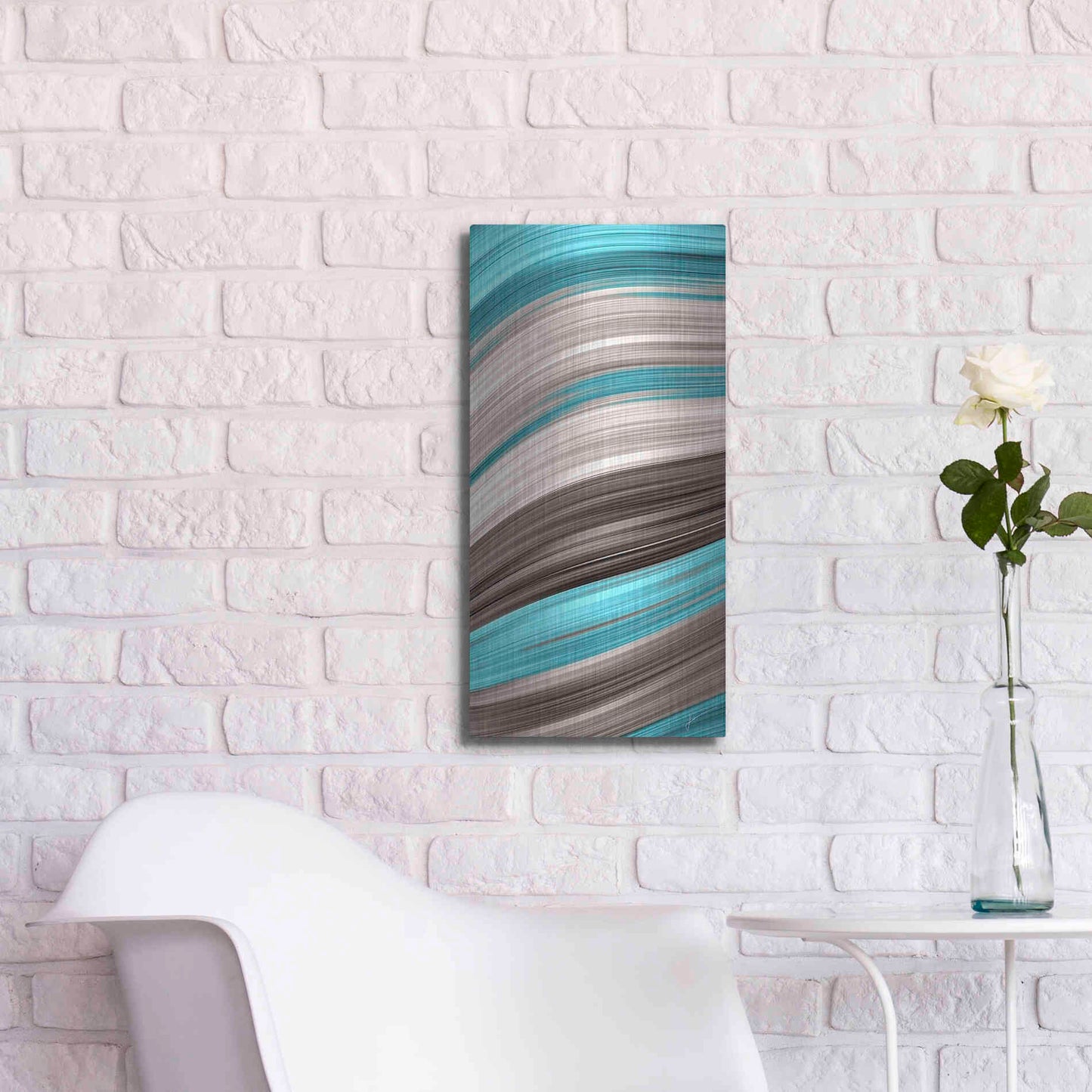 Luxe Metal Art 'Aqua Sweep I' by James Burghardt, Metal Wall Art,12x24