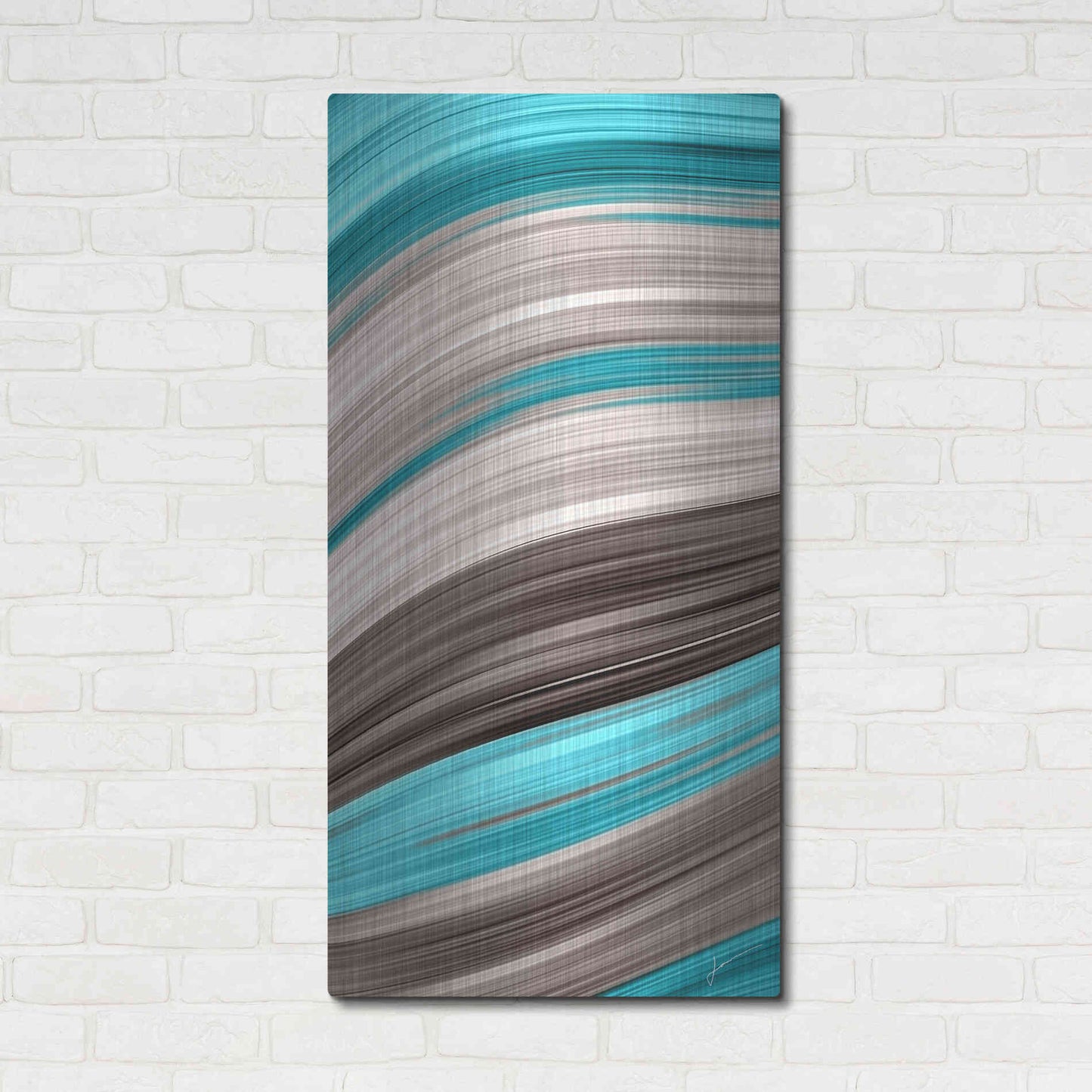 Luxe Metal Art 'Aqua Sweep I' by James Burghardt, Metal Wall Art,24x48