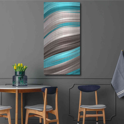 Luxe Metal Art 'Aqua Sweep I' by James Burghardt, Metal Wall Art,24x48
