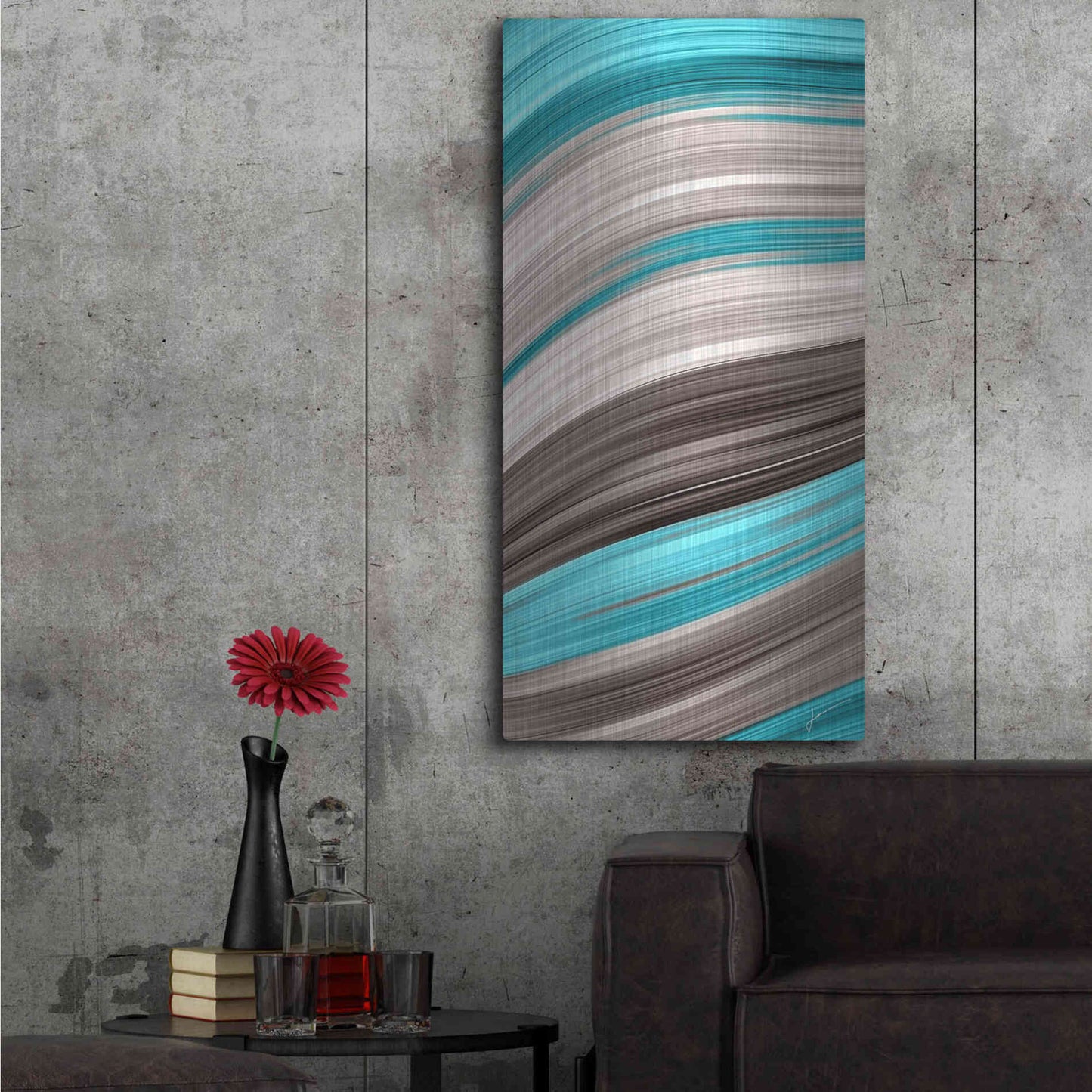 Luxe Metal Art 'Aqua Sweep I' by James Burghardt, Metal Wall Art,24x48