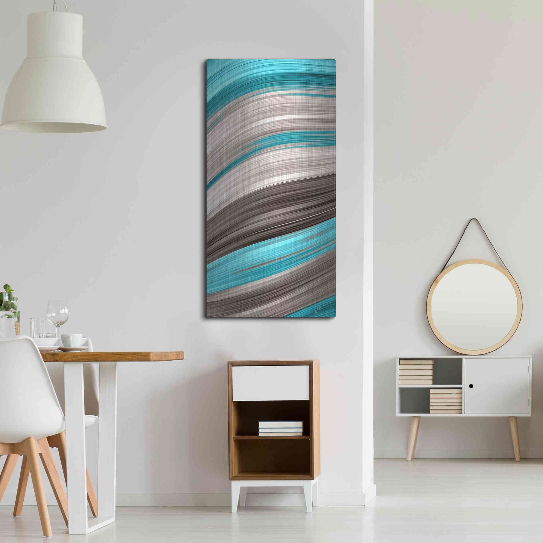 Luxe Metal Art 'Aqua Sweep I' by James Burghardt, Metal Wall Art,24x48
