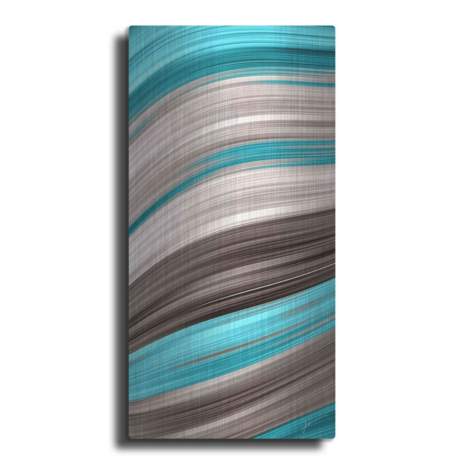 Luxe Metal Art 'Aqua Sweep I' by James Burghardt, Metal Wall Art