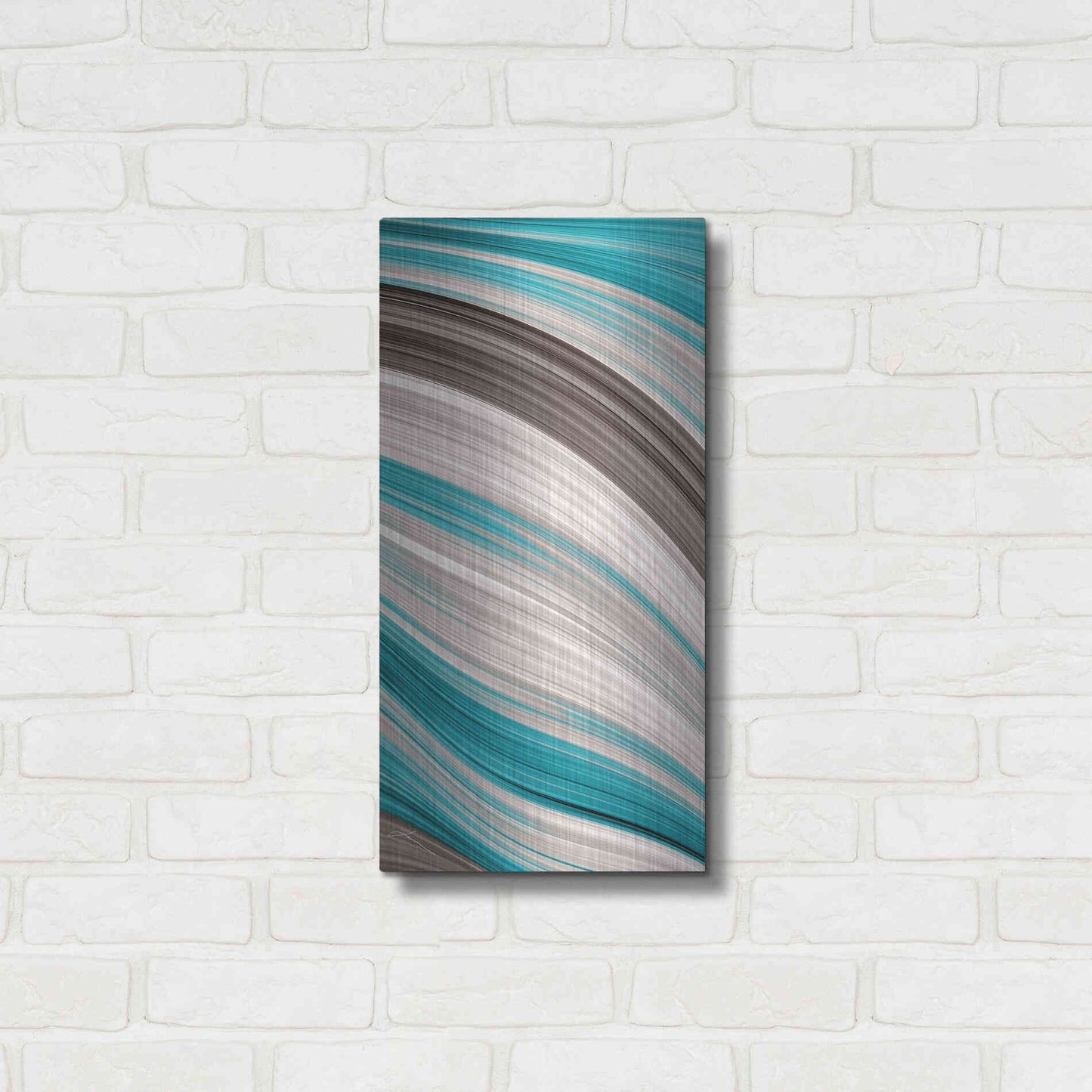 Luxe Metal Art 'Aqua Sweep II' by James Burghardt, Metal Wall Art,12x24