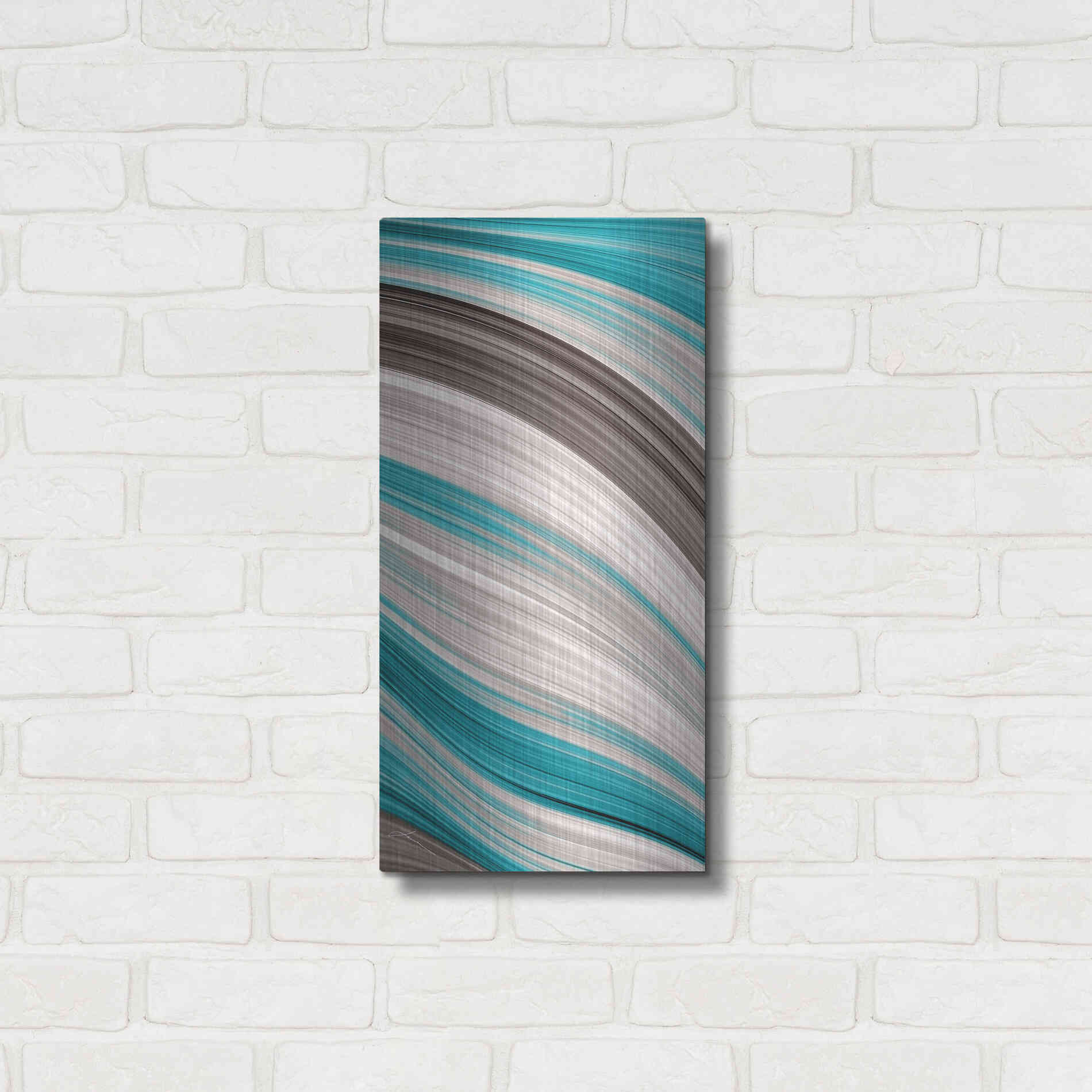 Luxe Metal Art 'Aqua Sweep II' by James Burghardt, Metal Wall Art,12x24
