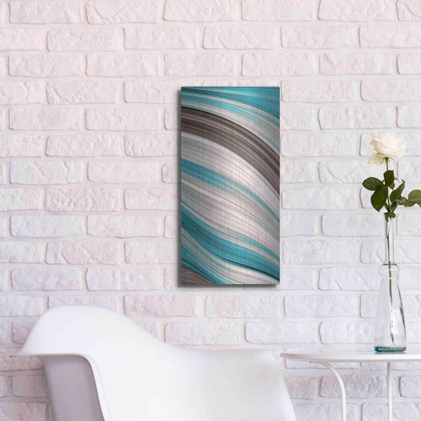 Luxe Metal Art 'Aqua Sweep II' by James Burghardt, Metal Wall Art,12x24