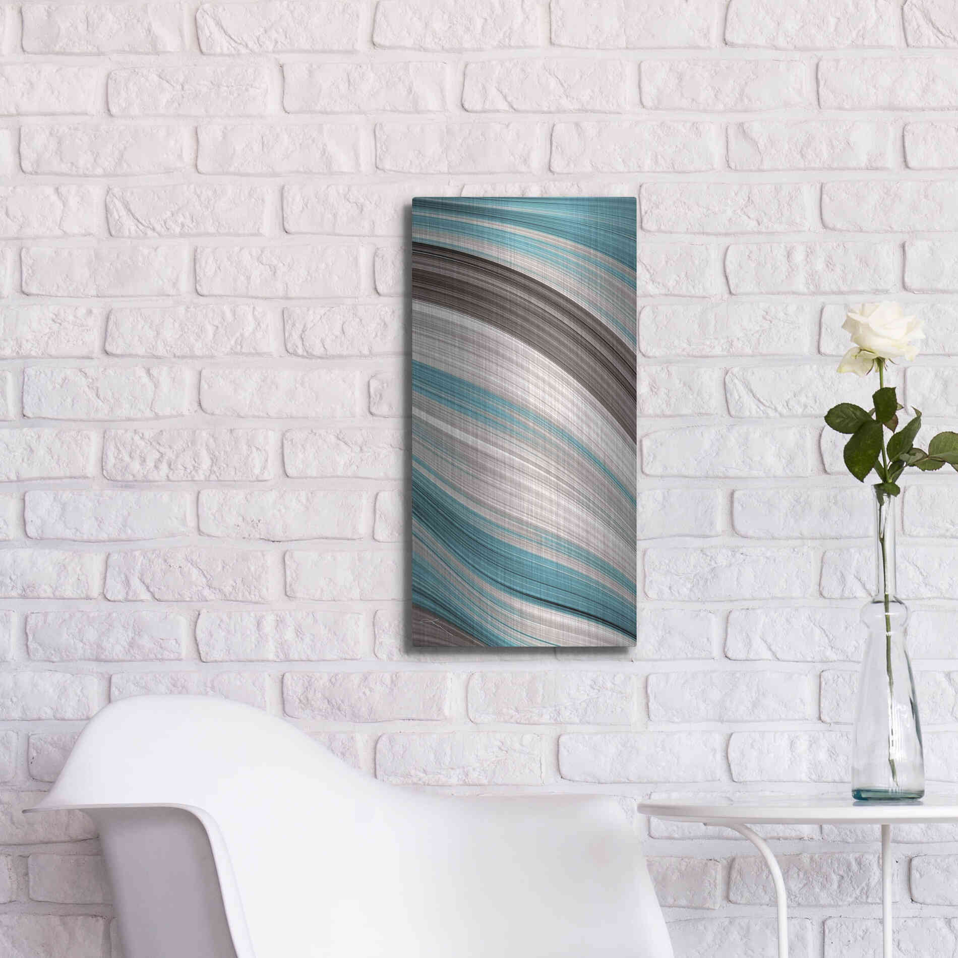 Luxe Metal Art 'Aqua Sweep II' by James Burghardt, Metal Wall Art,12x24