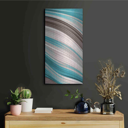 Luxe Metal Art 'Aqua Sweep II' by James Burghardt, Metal Wall Art,12x24