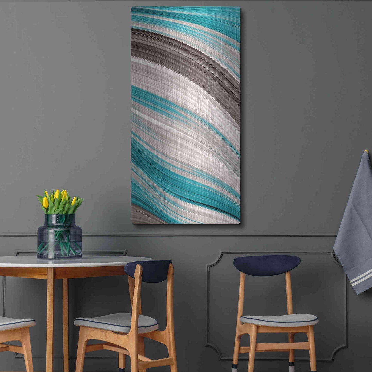 Luxe Metal Art 'Aqua Sweep II' by James Burghardt, Metal Wall Art,24x48