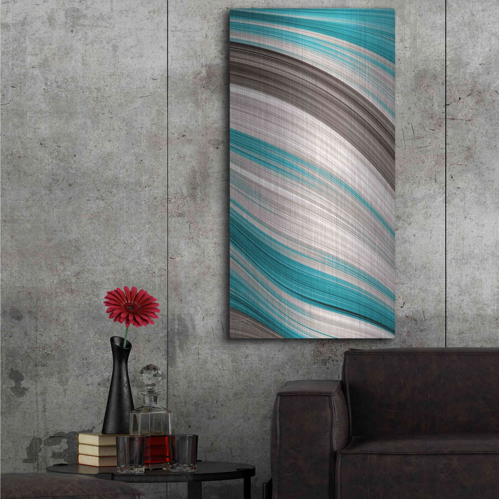 Luxe Metal Art 'Aqua Sweep II' by James Burghardt, Metal Wall Art,24x48