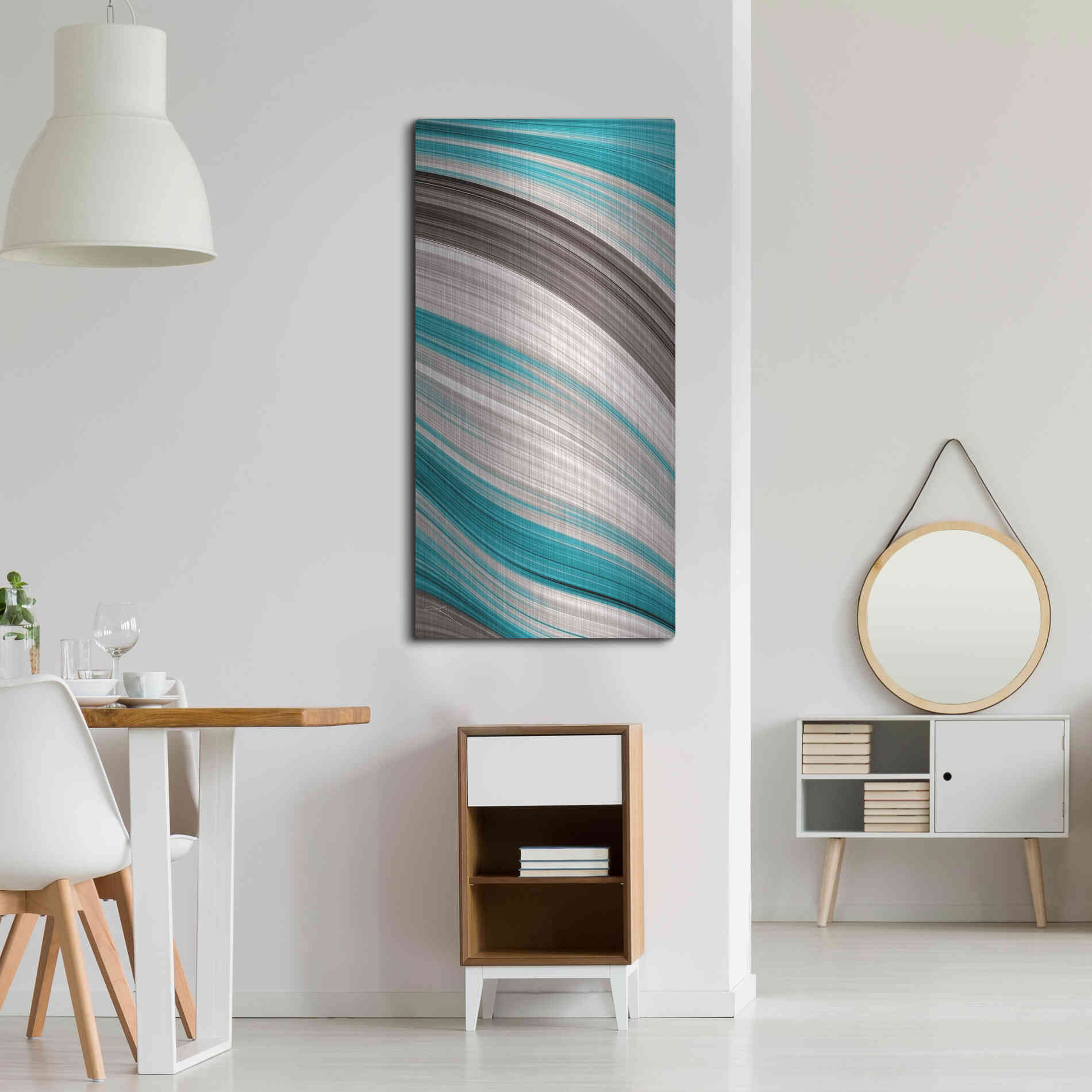 Luxe Metal Art 'Aqua Sweep II' by James Burghardt, Metal Wall Art,24x48