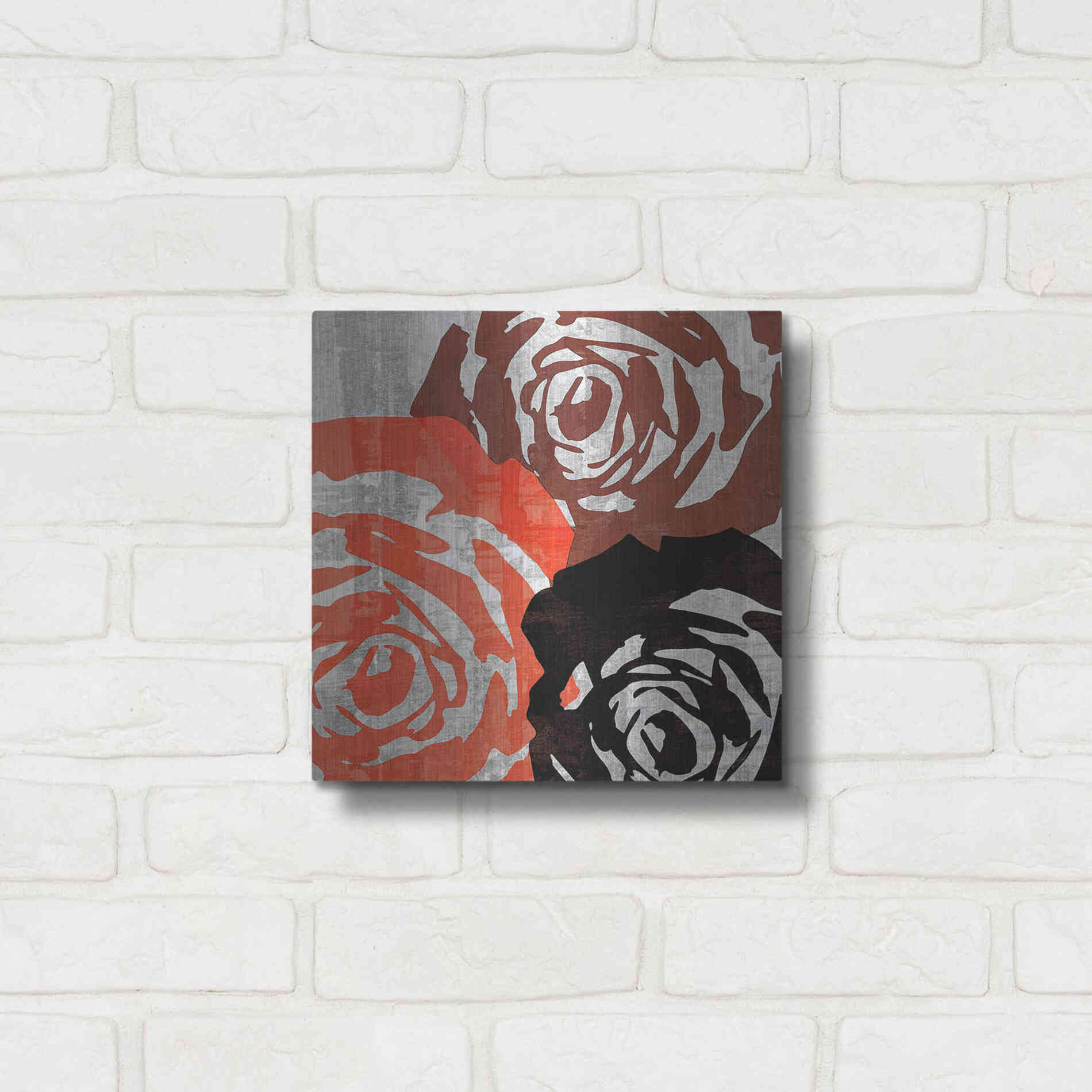 Luxe Metal Art 'Bloomer Squares V' by James Burghardt, Metal Wall Art,12x12