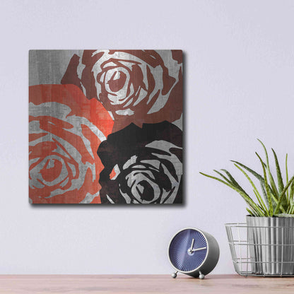 Luxe Metal Art 'Bloomer Squares V' by James Burghardt, Metal Wall Art,12x12