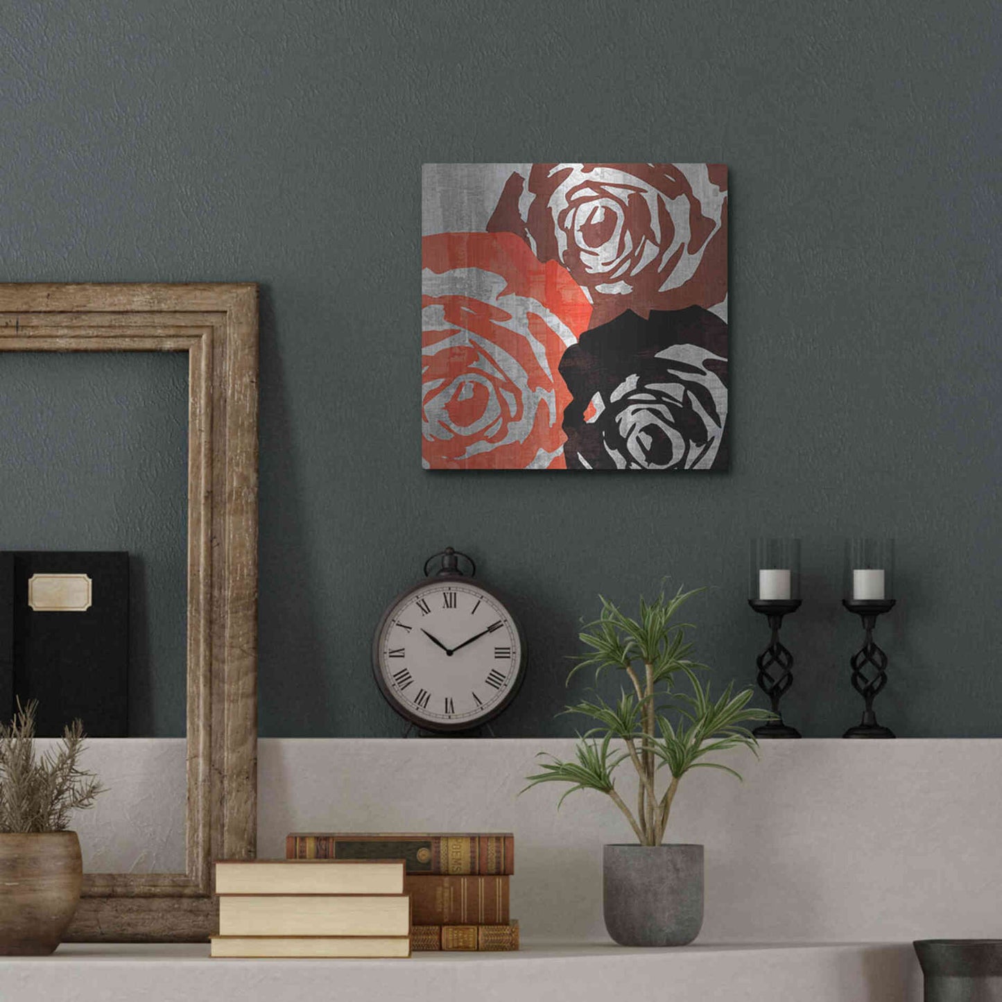 Luxe Metal Art 'Bloomer Squares V' by James Burghardt, Metal Wall Art,12x12