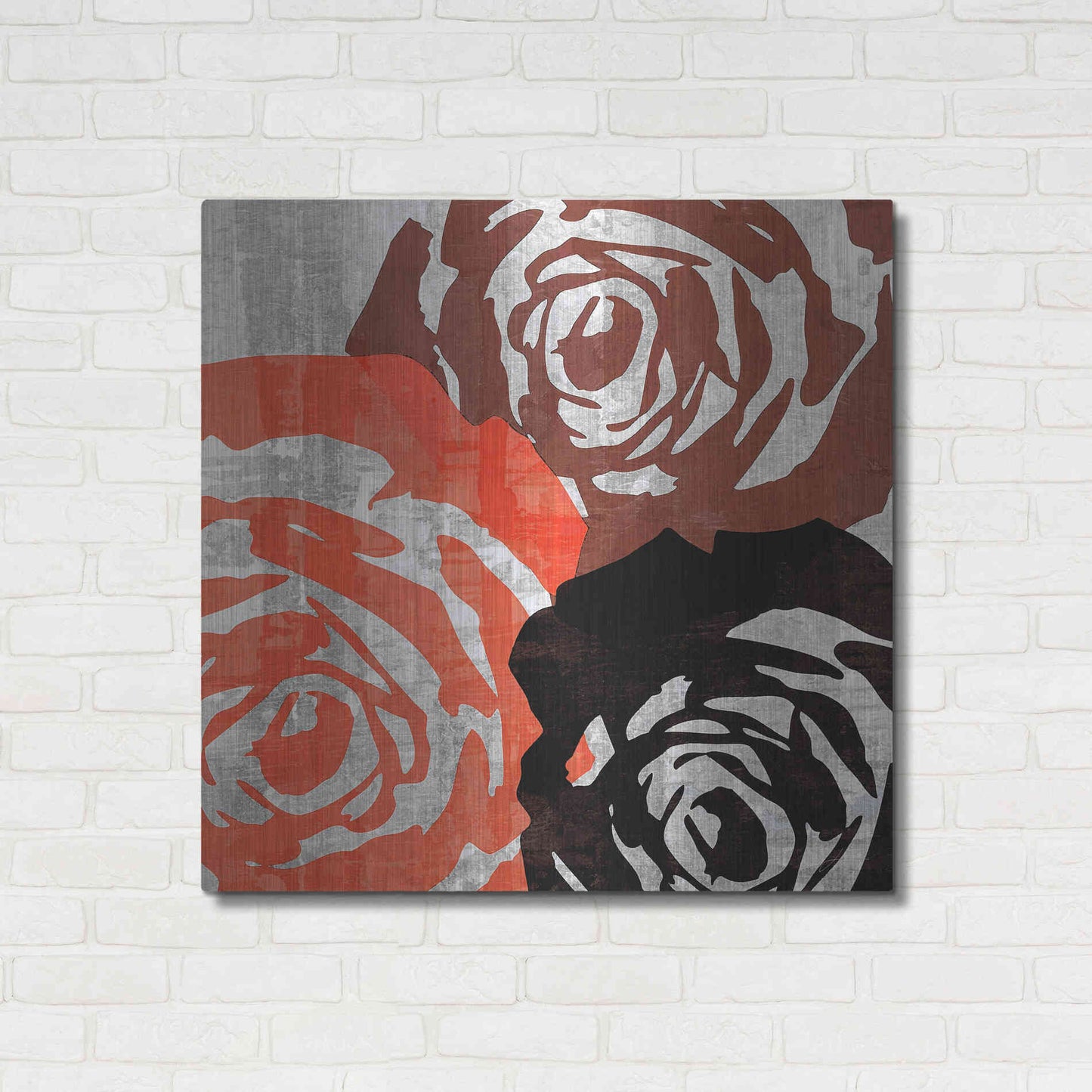 Luxe Metal Art 'Bloomer Squares V' by James Burghardt, Metal Wall Art,36x36