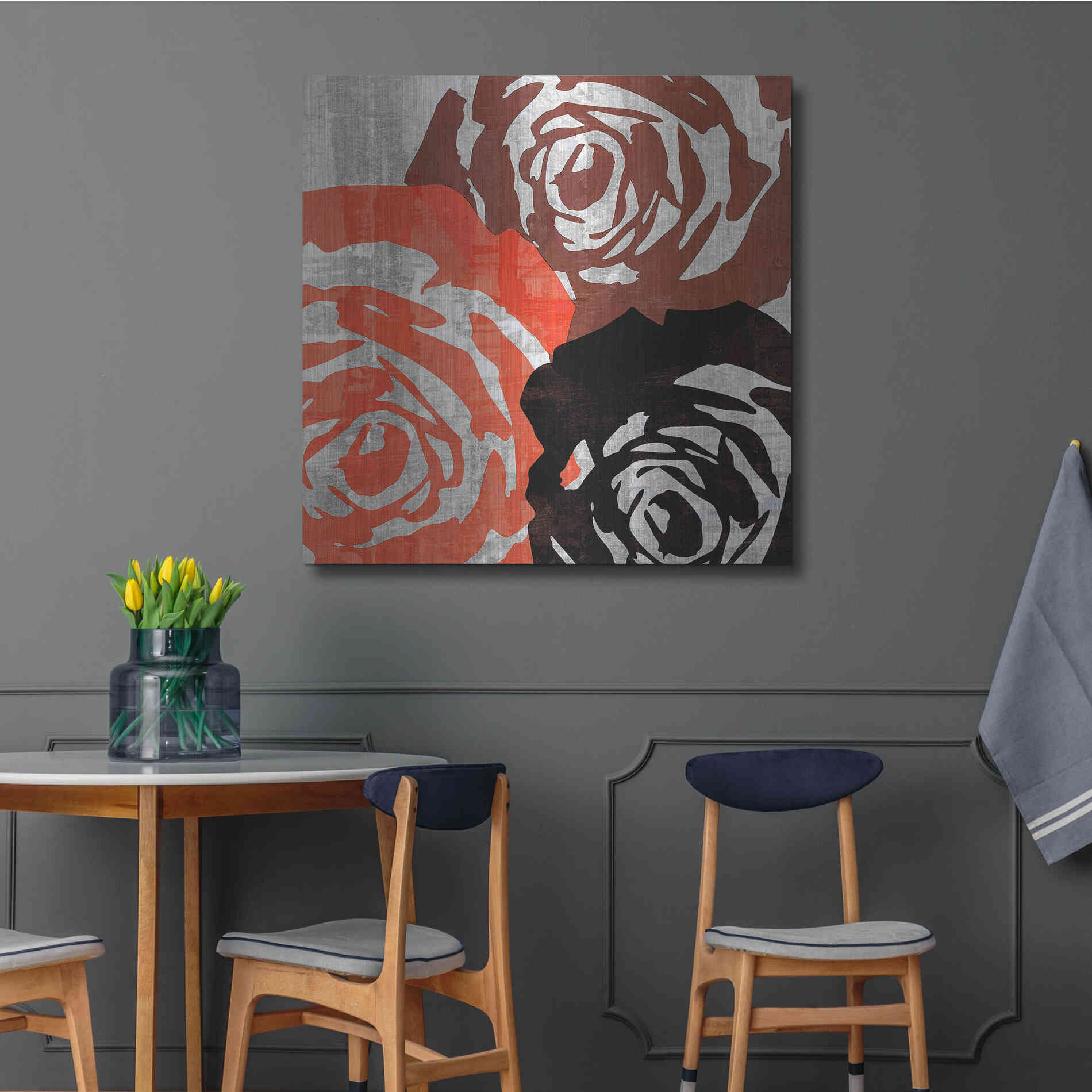 Luxe Metal Art 'Bloomer Squares V' by James Burghardt, Metal Wall Art,36x36