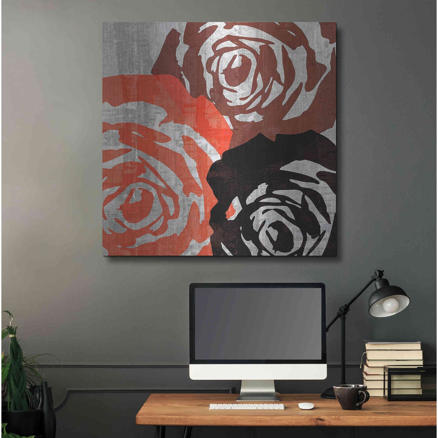 Luxe Metal Art 'Bloomer Squares V' by James Burghardt, Metal Wall Art,36x36