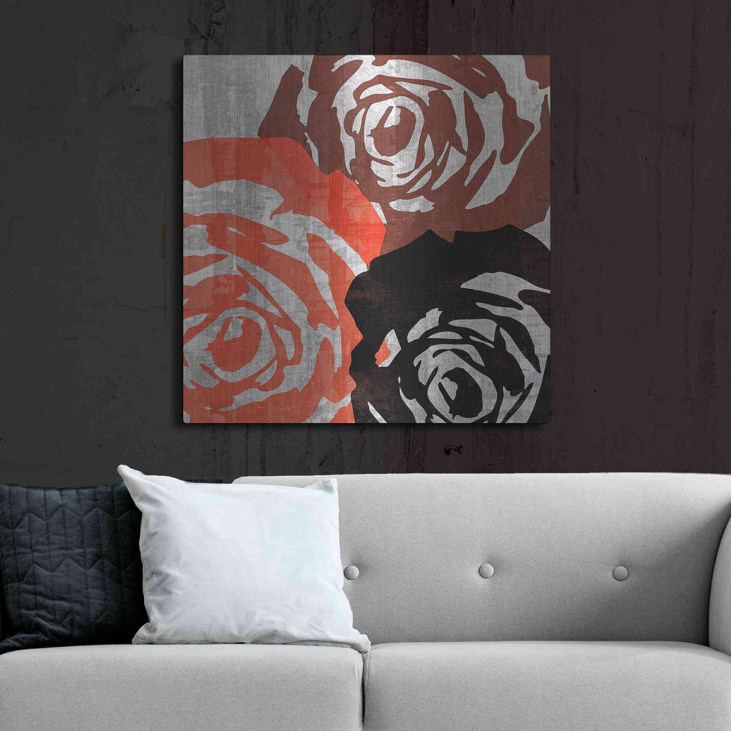 Luxe Metal Art 'Bloomer Squares V' by James Burghardt, Metal Wall Art,36x36