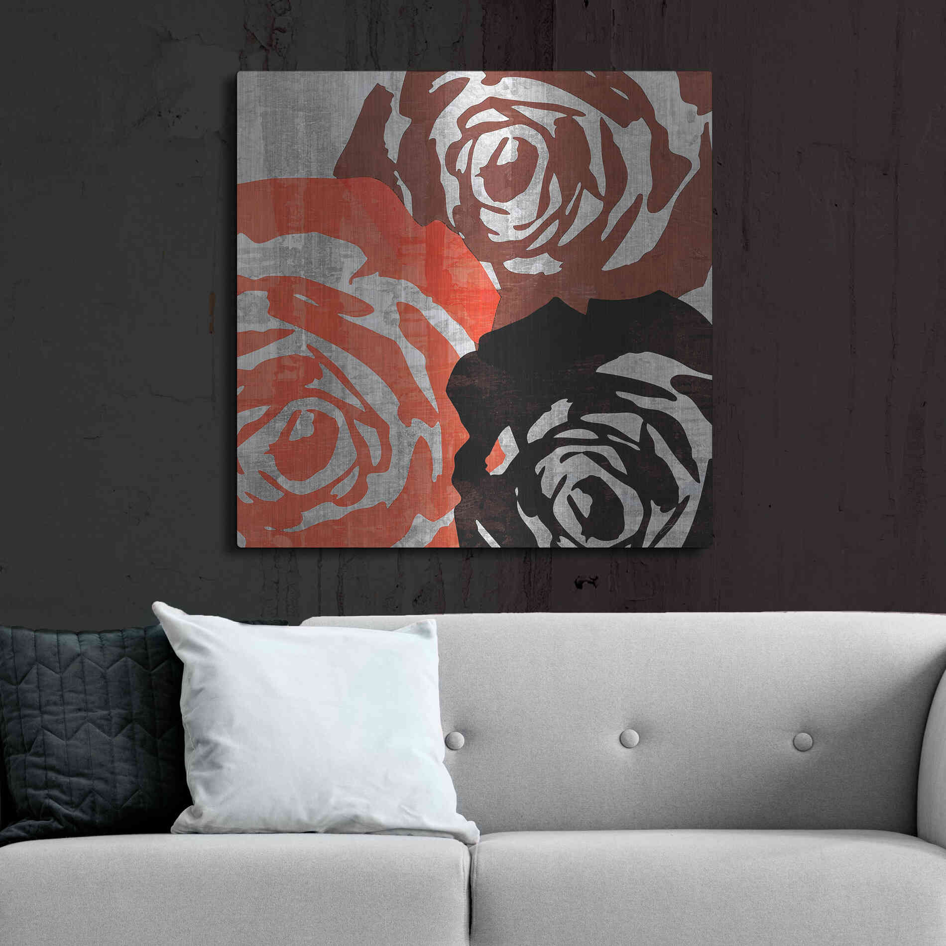 Luxe Metal Art 'Bloomer Squares V' by James Burghardt, Metal Wall Art,36x36