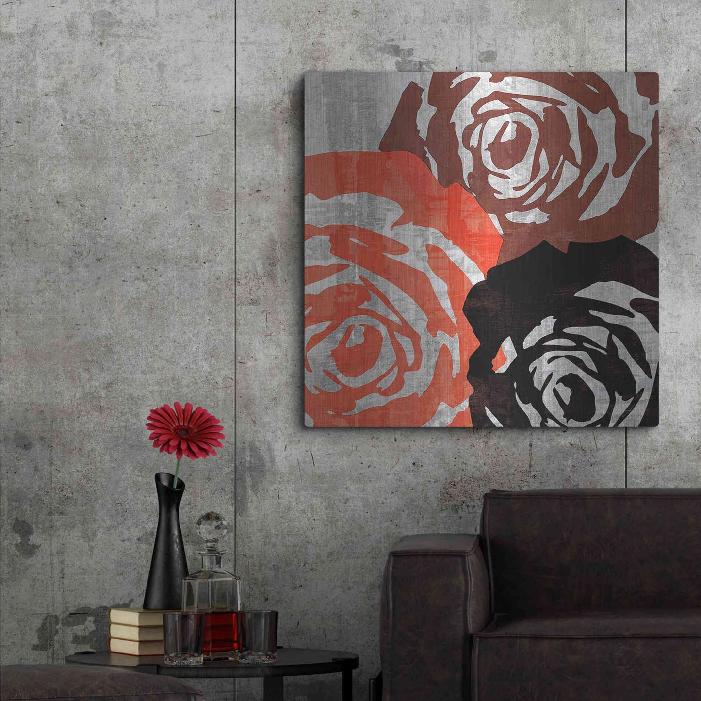 Luxe Metal Art 'Bloomer Squares V' by James Burghardt, Metal Wall Art,36x36