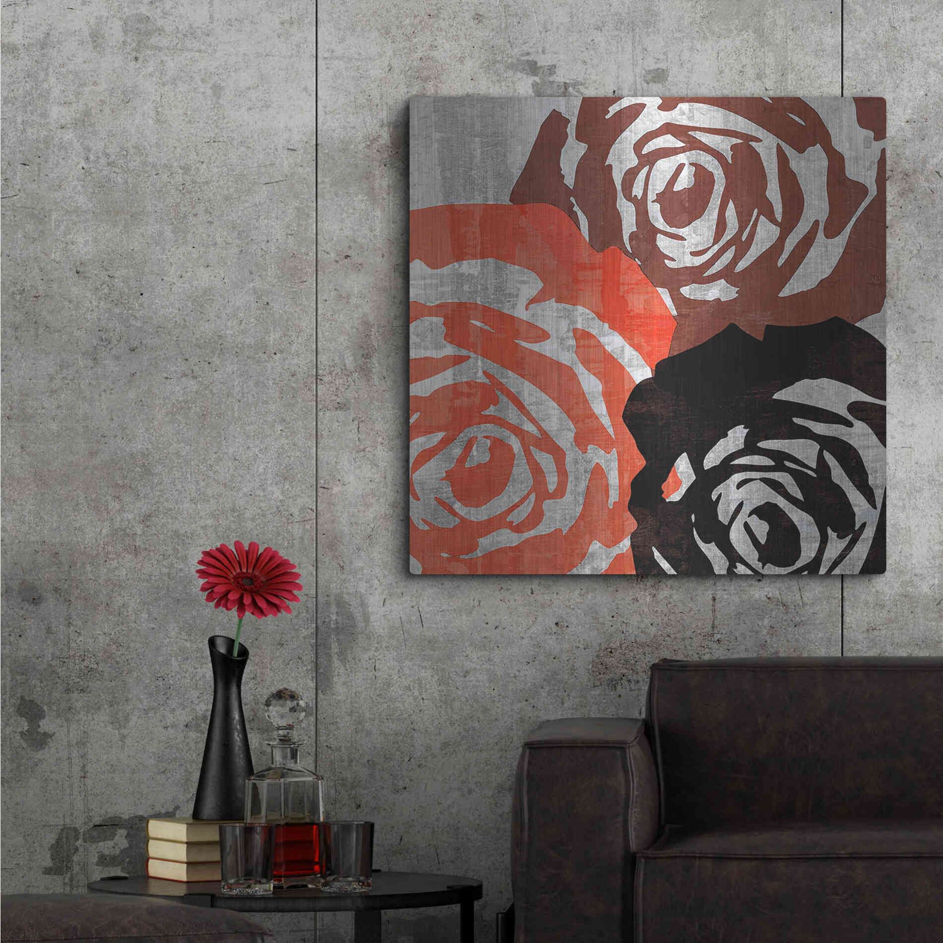 Luxe Metal Art 'Bloomer Squares V' by James Burghardt, Metal Wall Art,36x36