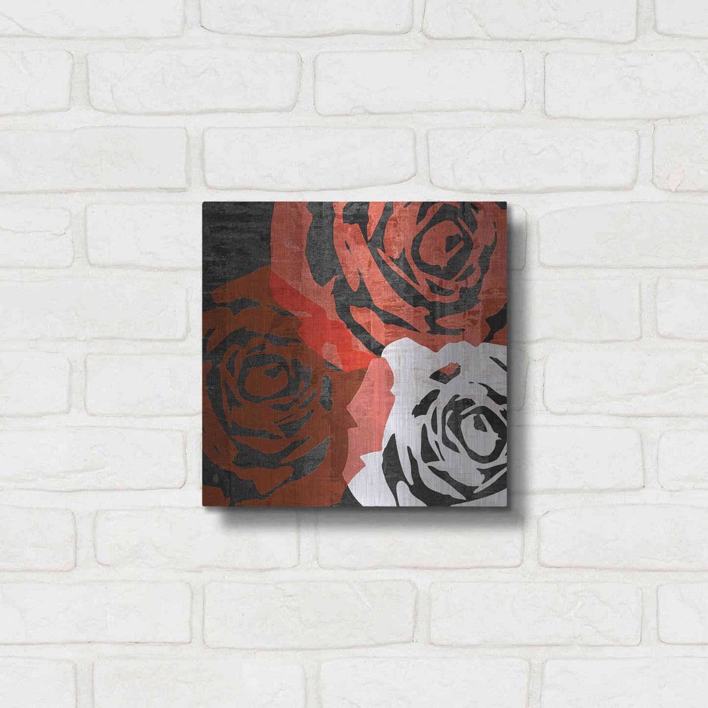 Luxe Metal Art 'Bloomer Squares VI' by James Burghardt, Metal Wall Art,12x12