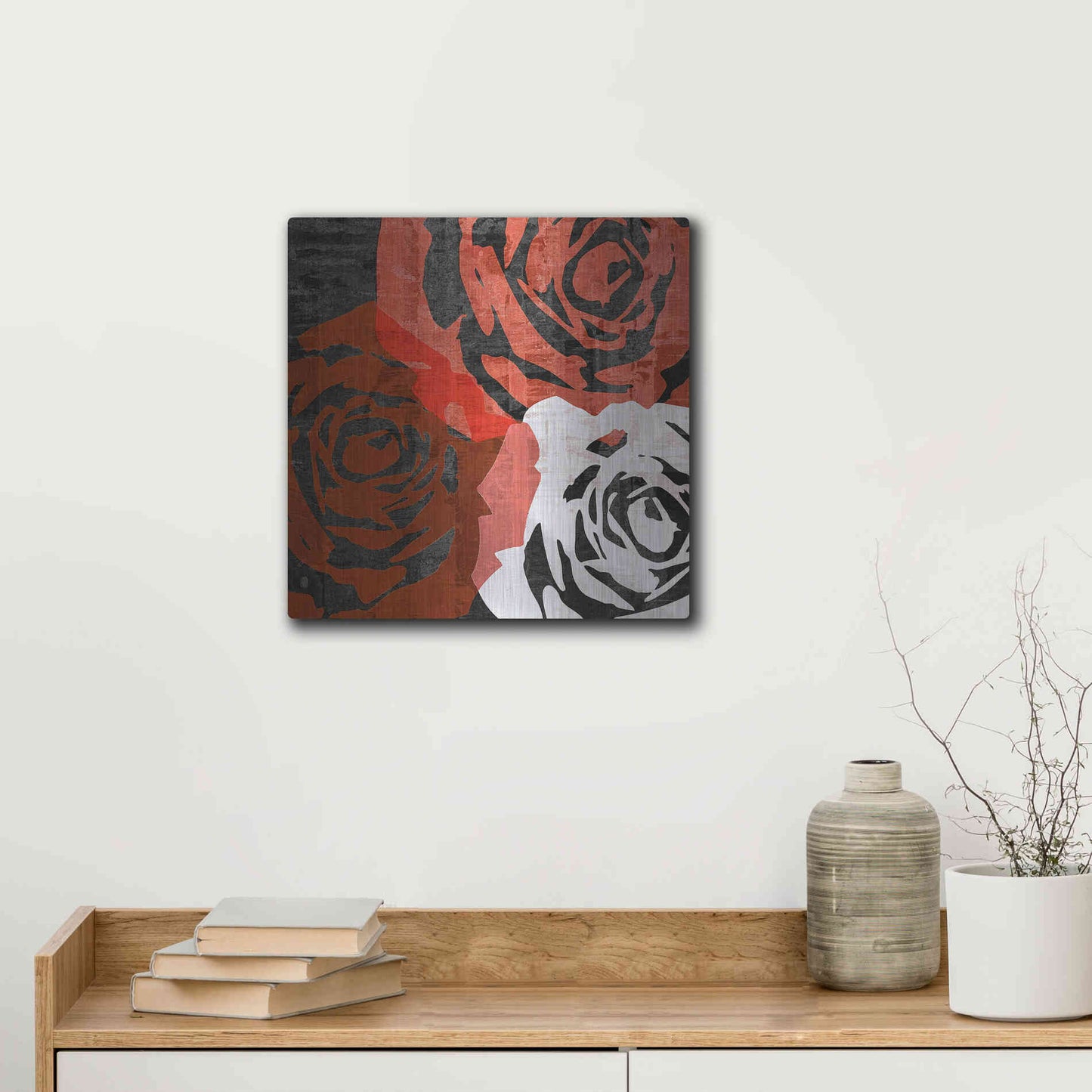 Luxe Metal Art 'Bloomer Squares VI' by James Burghardt, Metal Wall Art,12x12