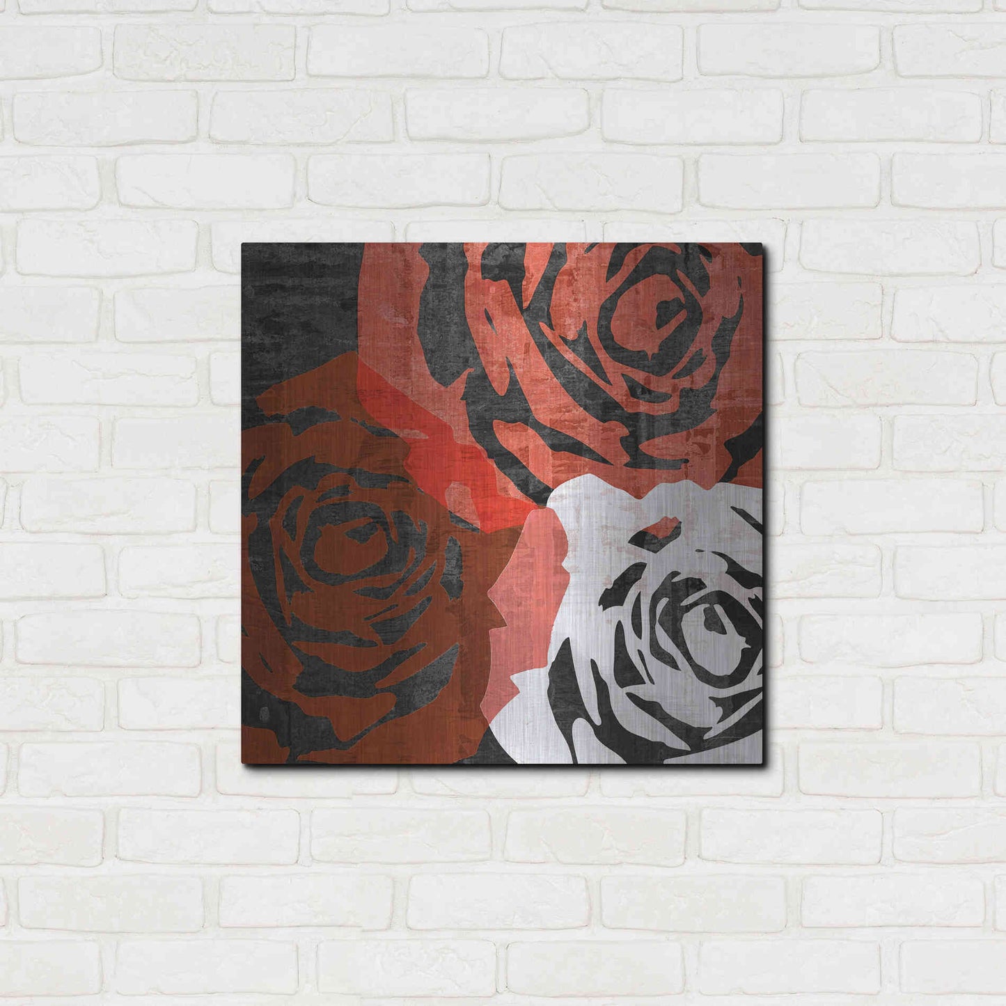 Luxe Metal Art 'Bloomer Squares VI' by James Burghardt, Metal Wall Art,24x24