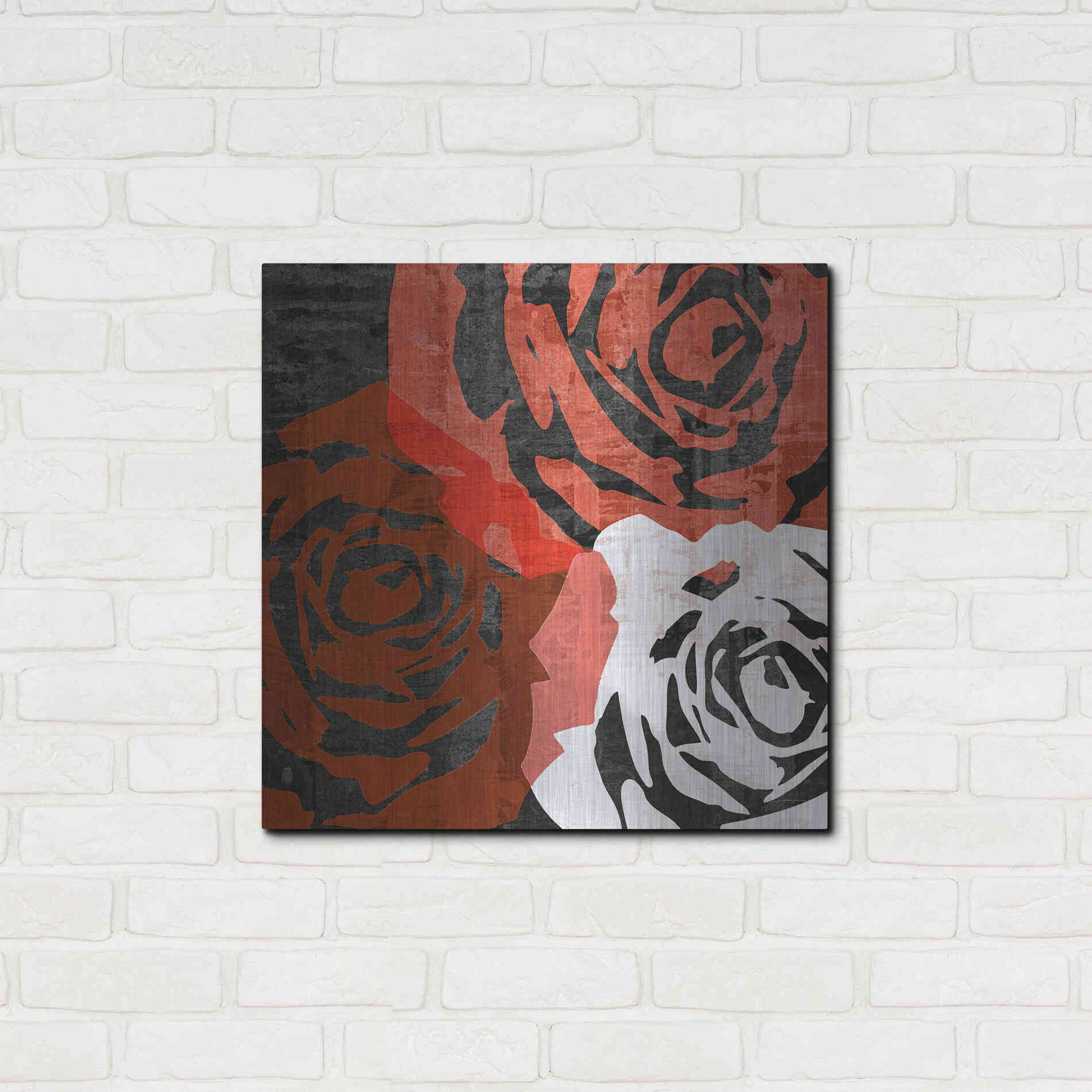 Luxe Metal Art 'Bloomer Squares VI' by James Burghardt, Metal Wall Art,24x24