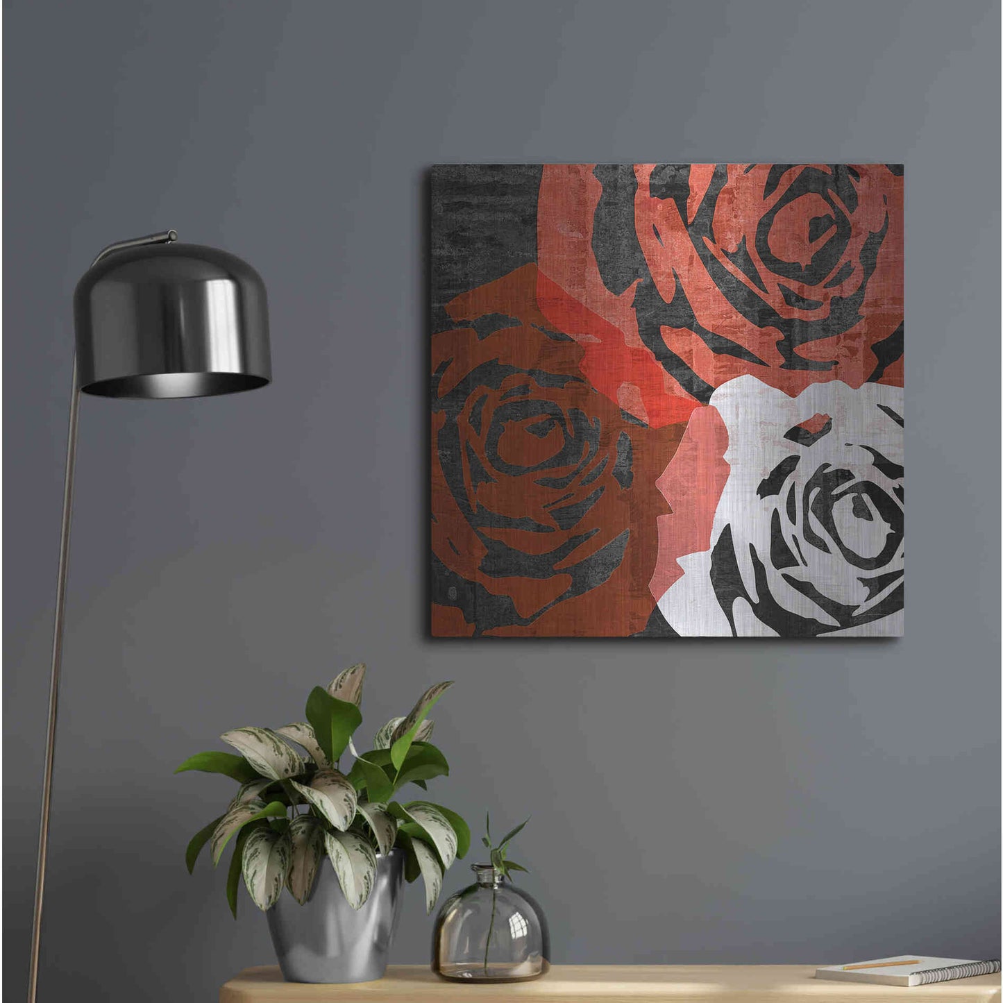 Luxe Metal Art 'Bloomer Squares VI' by James Burghardt, Metal Wall Art,24x24