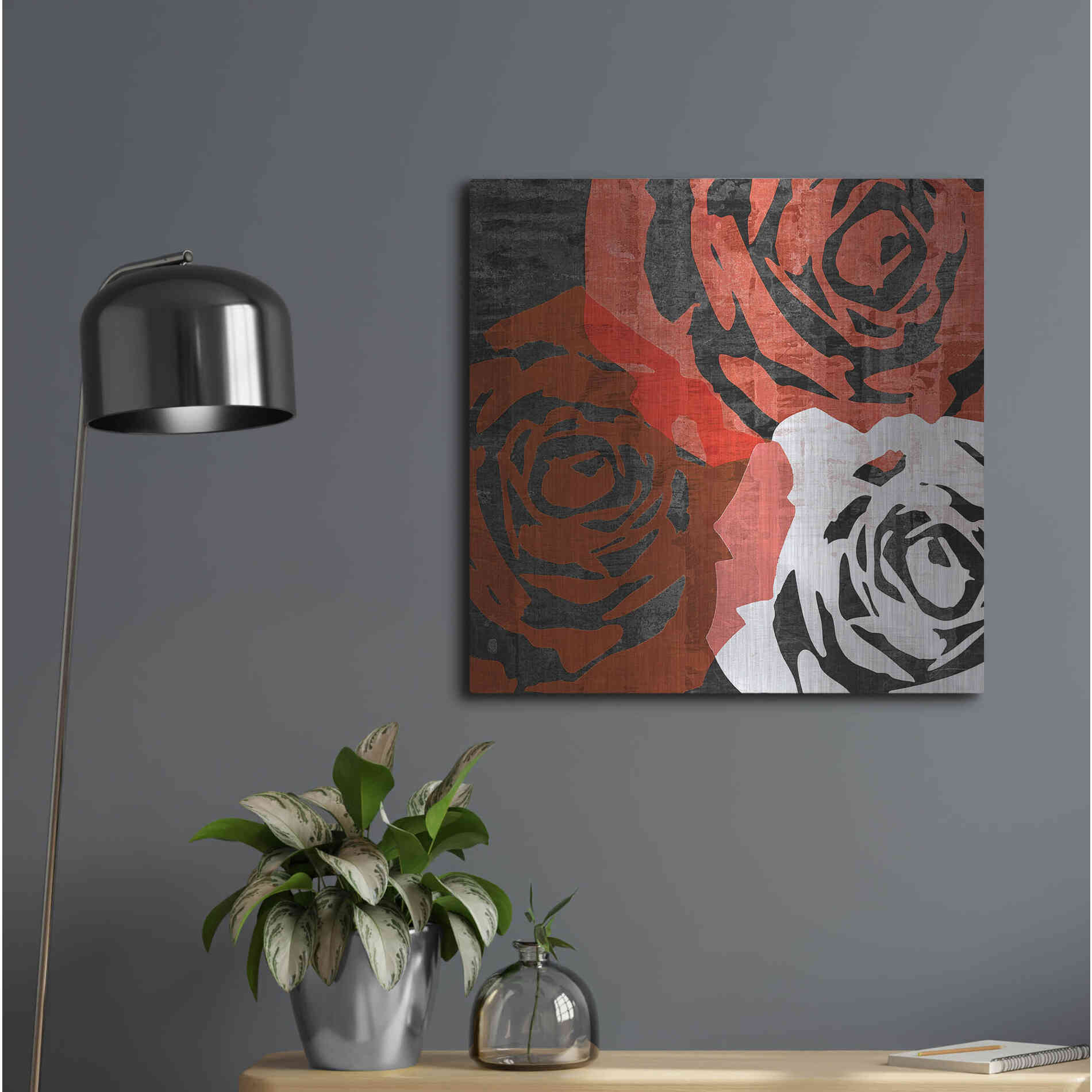 Luxe Metal Art 'Bloomer Squares VI' by James Burghardt, Metal Wall Art,24x24