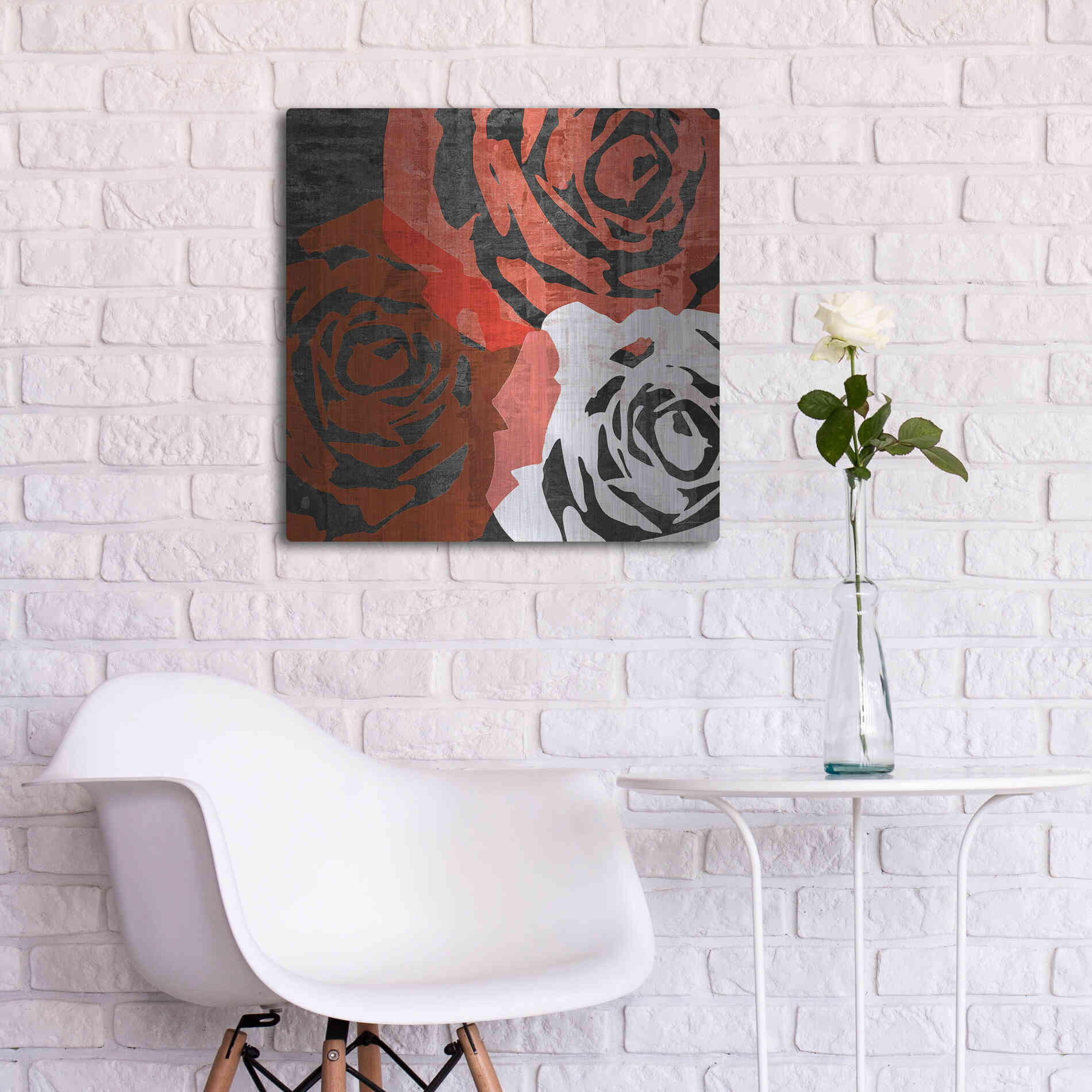 Luxe Metal Art 'Bloomer Squares VI' by James Burghardt, Metal Wall Art,24x24