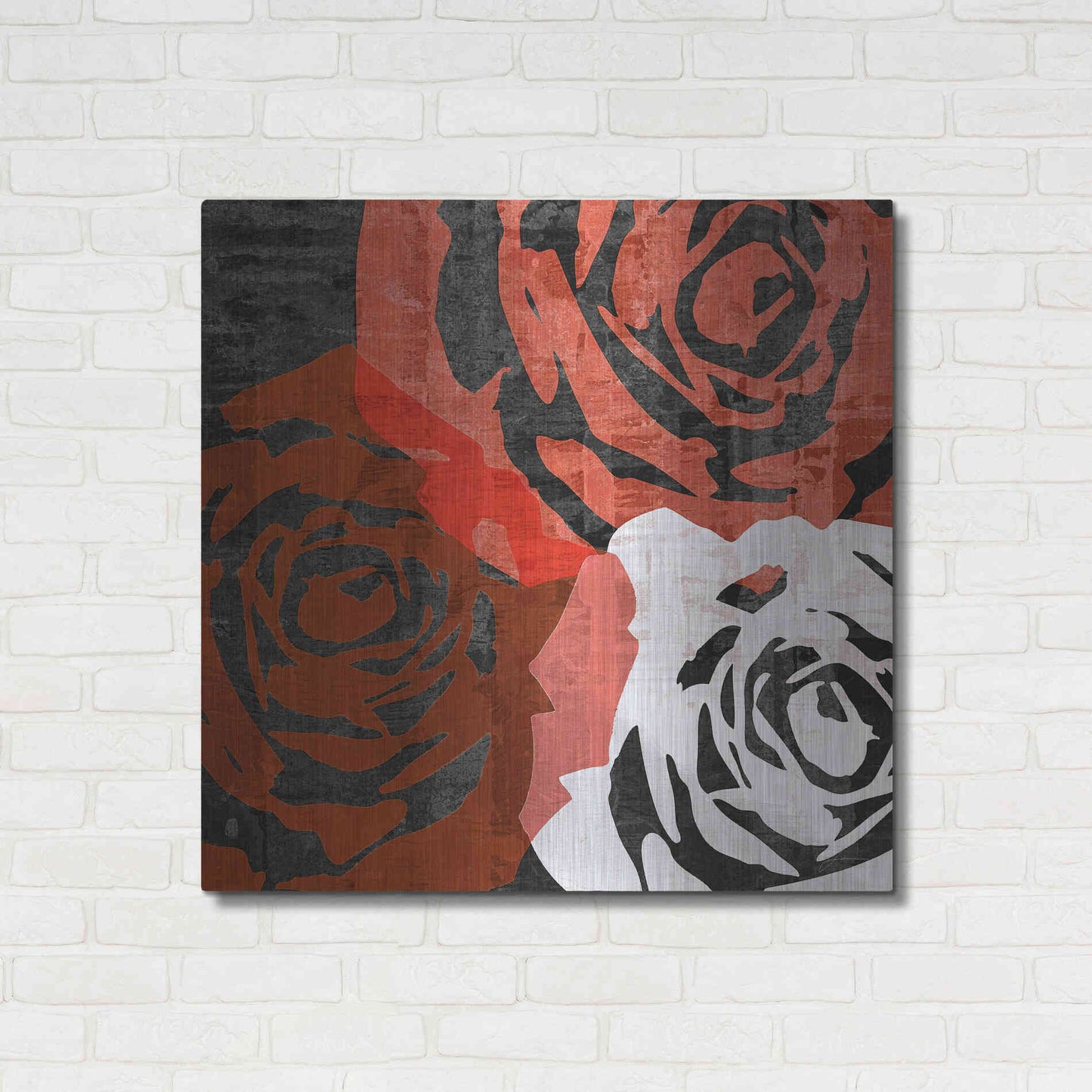 Luxe Metal Art 'Bloomer Squares VI' by James Burghardt, Metal Wall Art,36x36