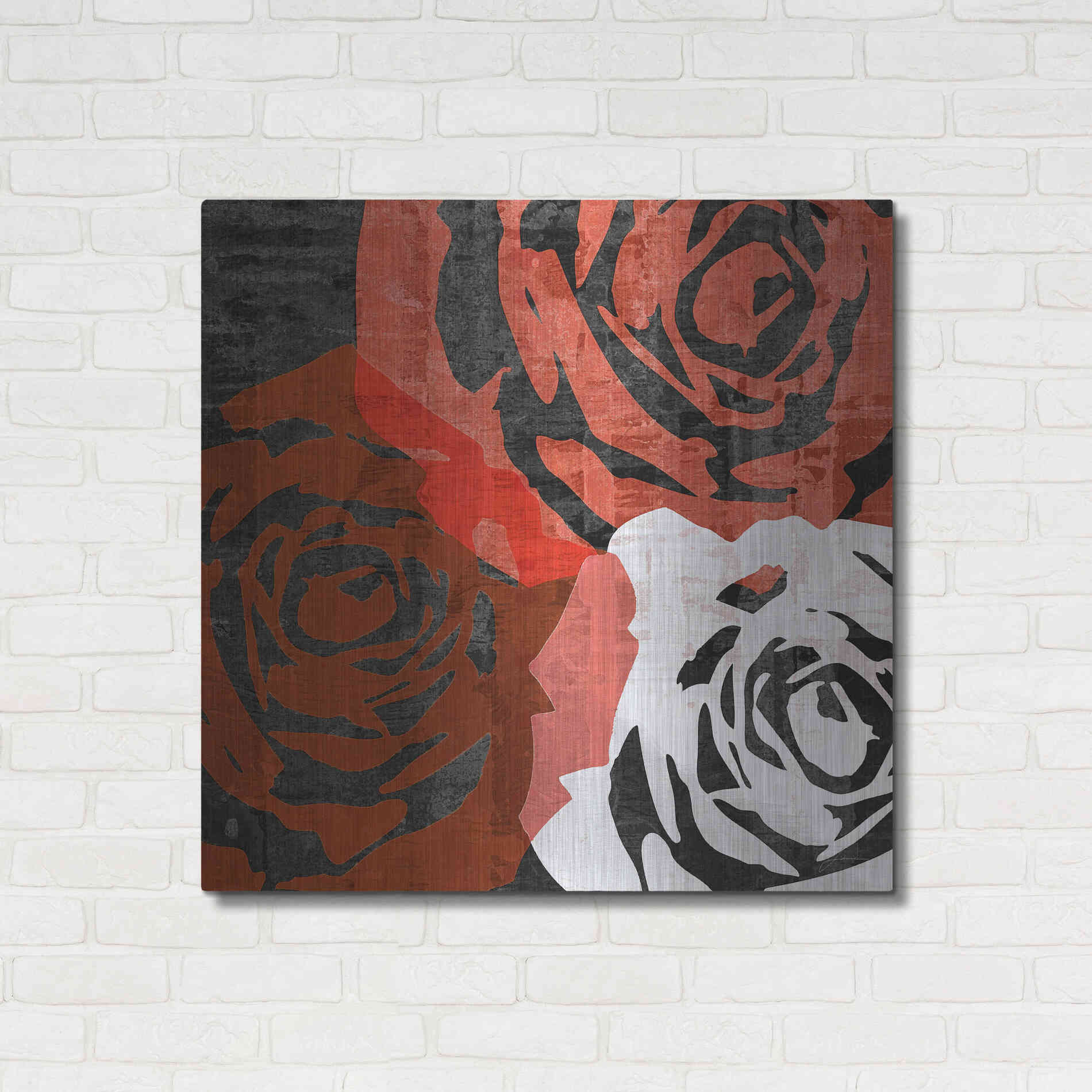 Luxe Metal Art 'Bloomer Squares VI' by James Burghardt, Metal Wall Art,36x36